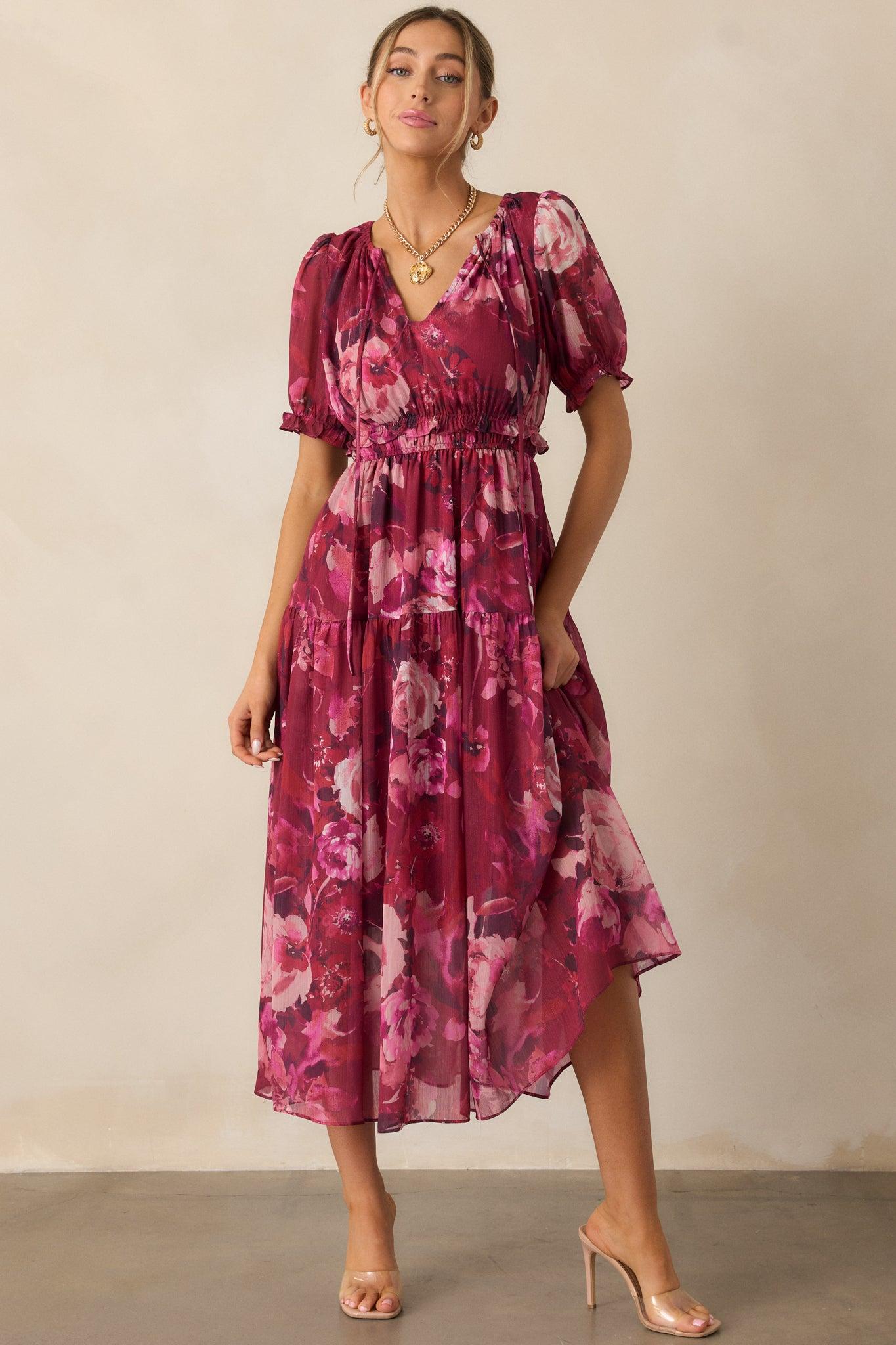 Meadows Call Berry Floral Maxi Dress Product Image