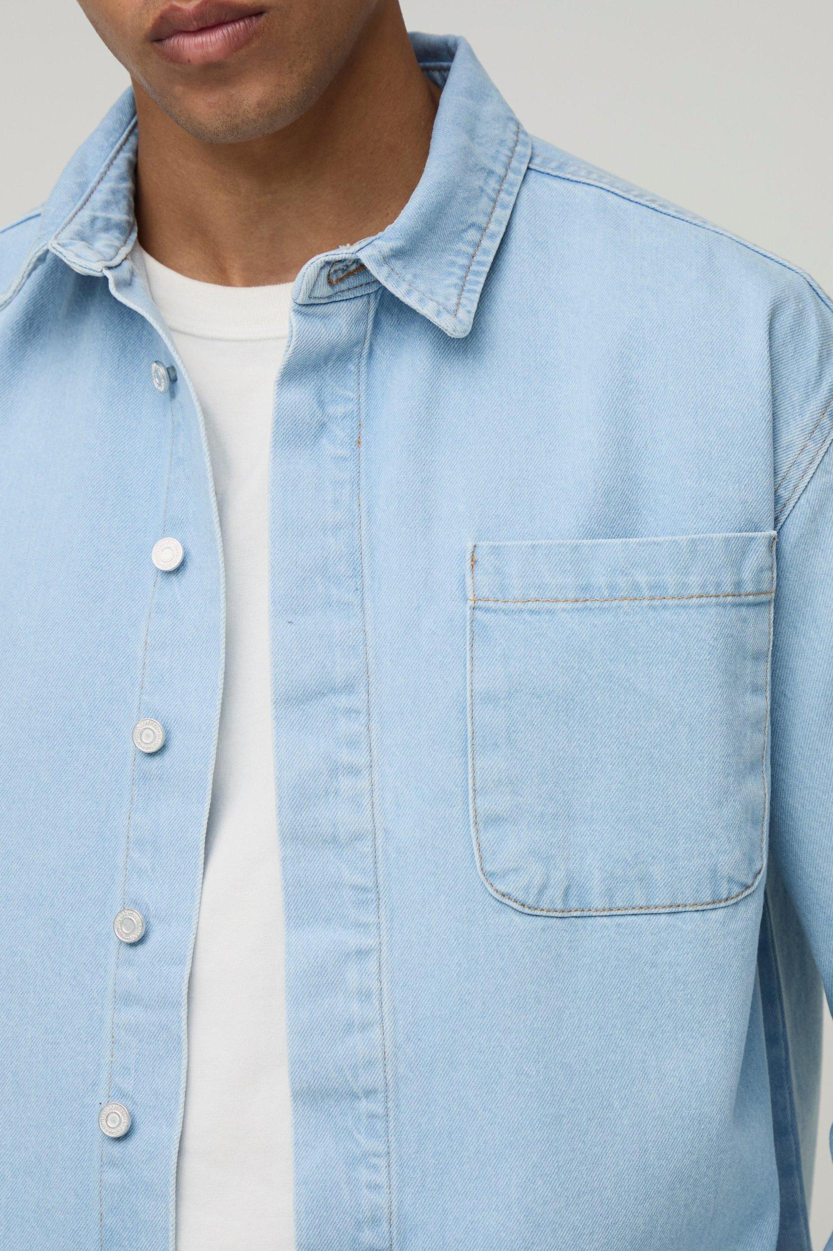 Oversized Denim Shirt Jacket | boohooMAN USA Product Image