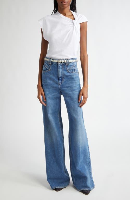 ISABEL MARANT Cap Sleeves Knot-detail Cotton Top In White Product Image