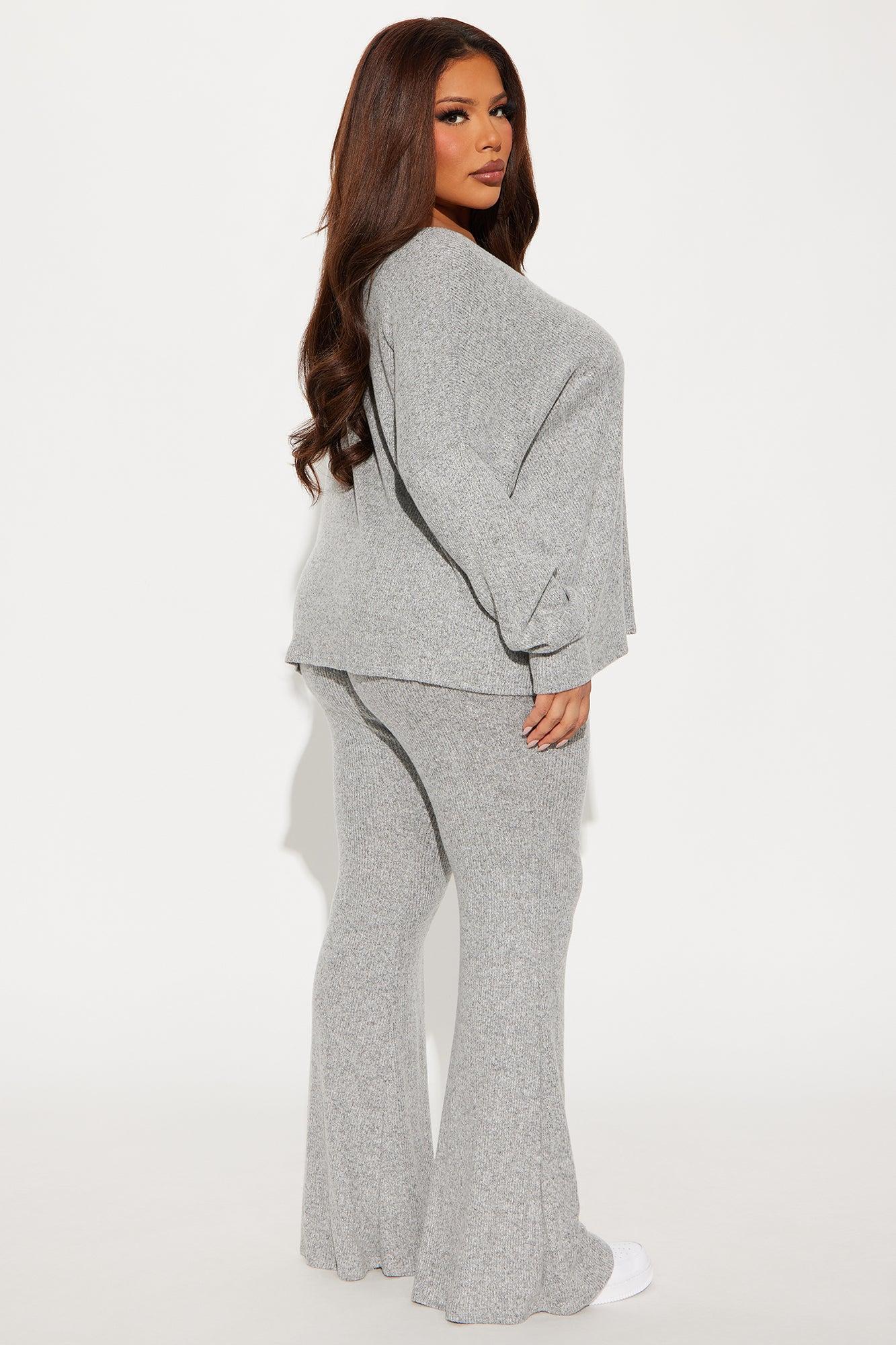 In The Clouds Cozy Pant Set - Heather Grey Product Image