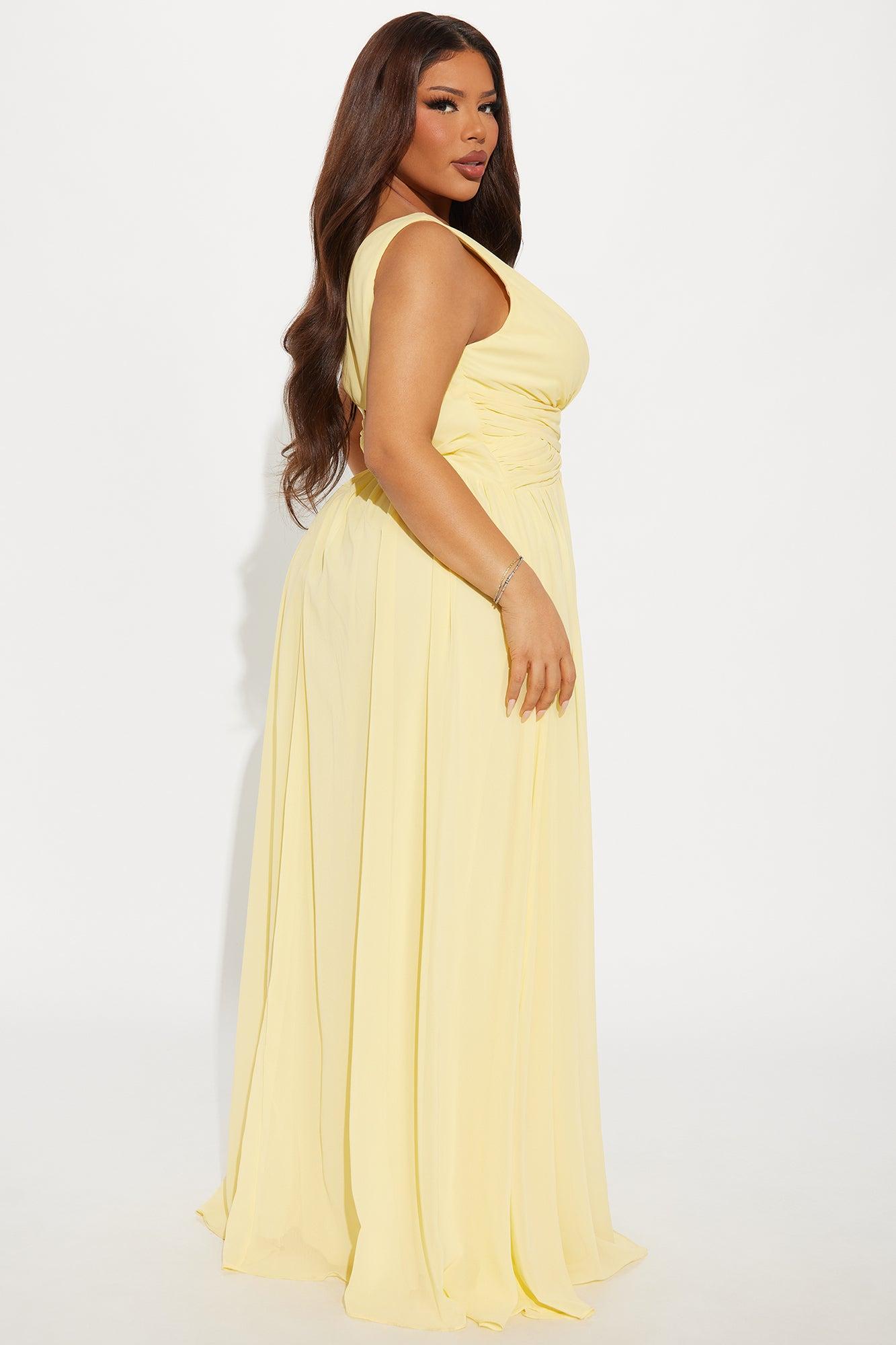 Juliet Chiffon Gown - Butter Yellow Product Image