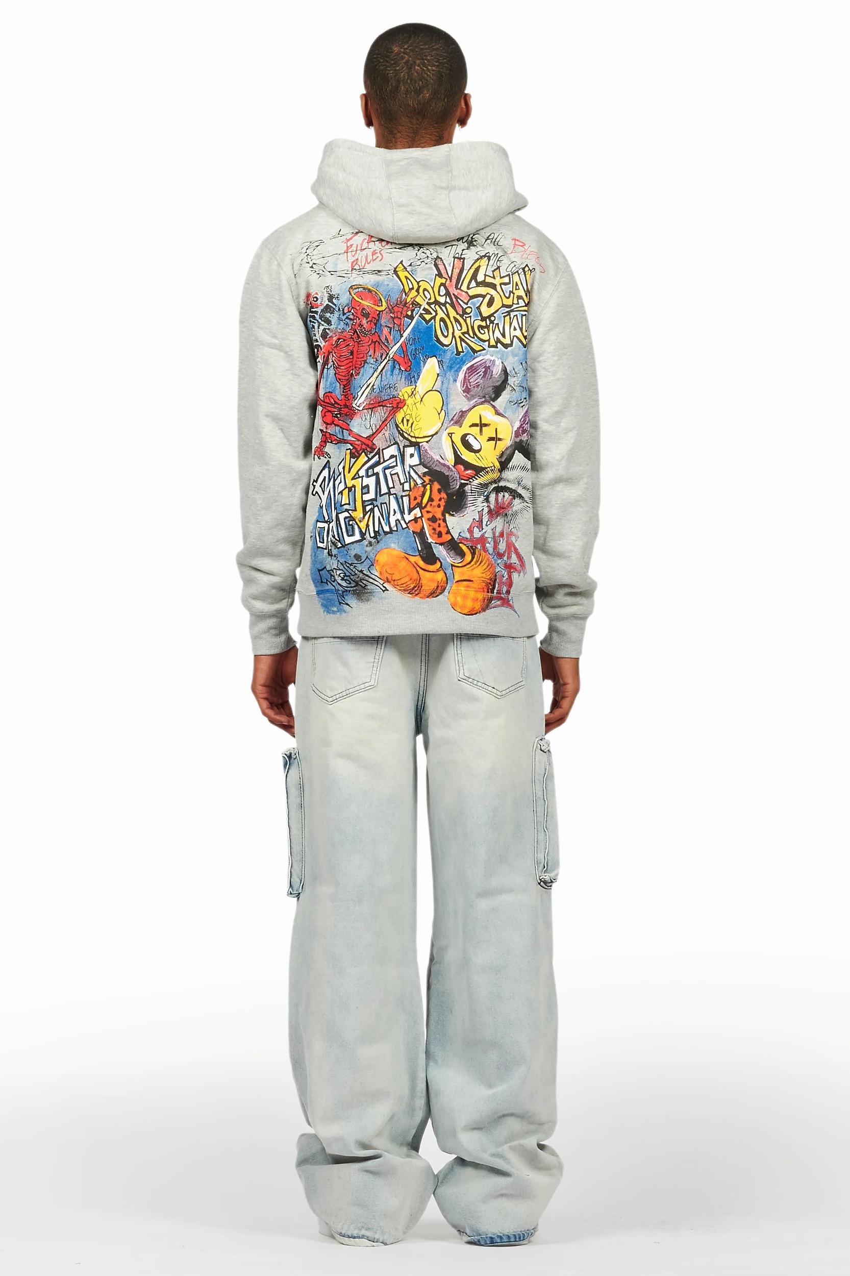 Yooz Grey/Blue Hoodie/Baggy Fit Jean Bundle Male Product Image