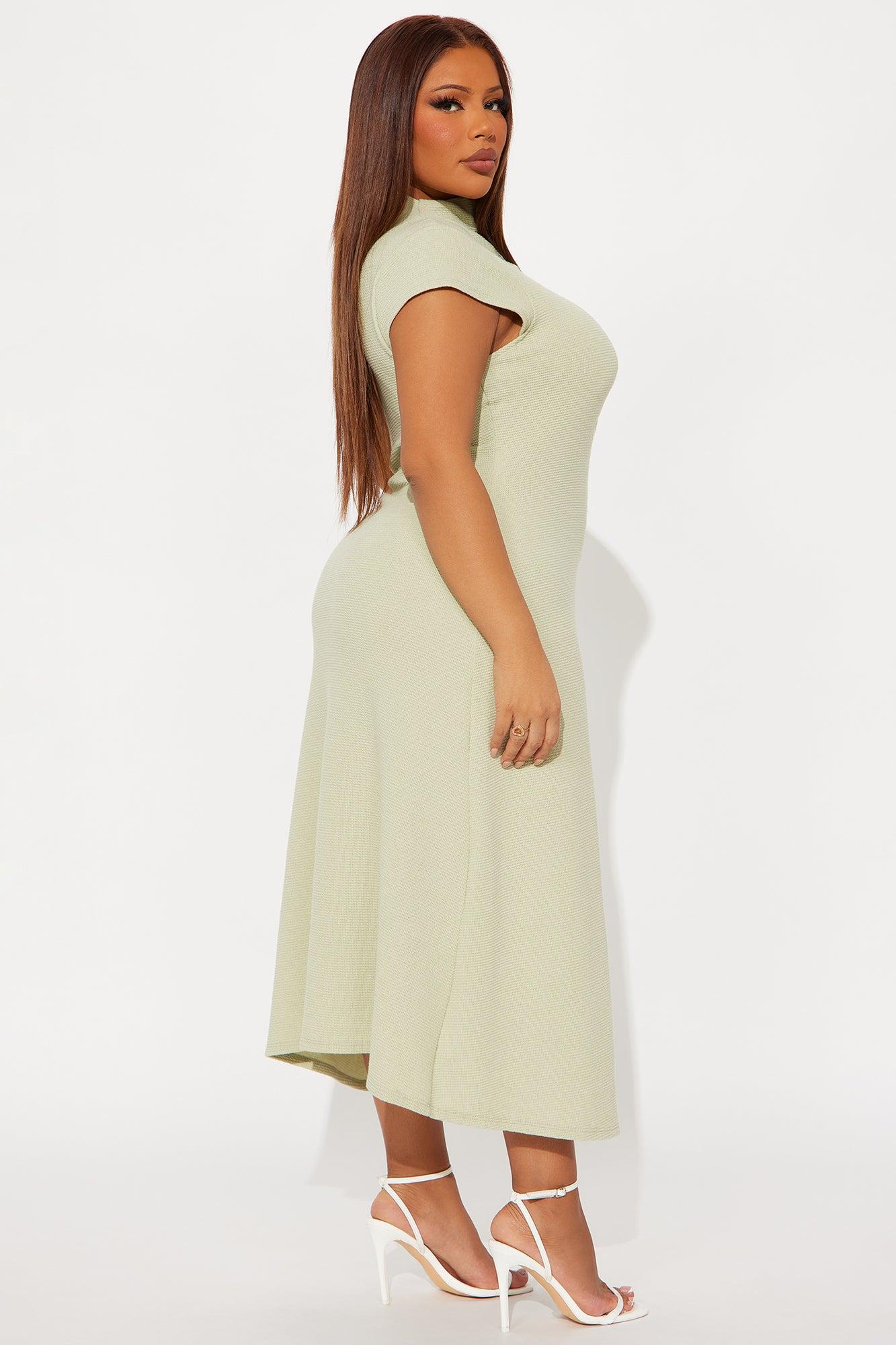 Dara Textured Midi Dress - Sage Female Product Image