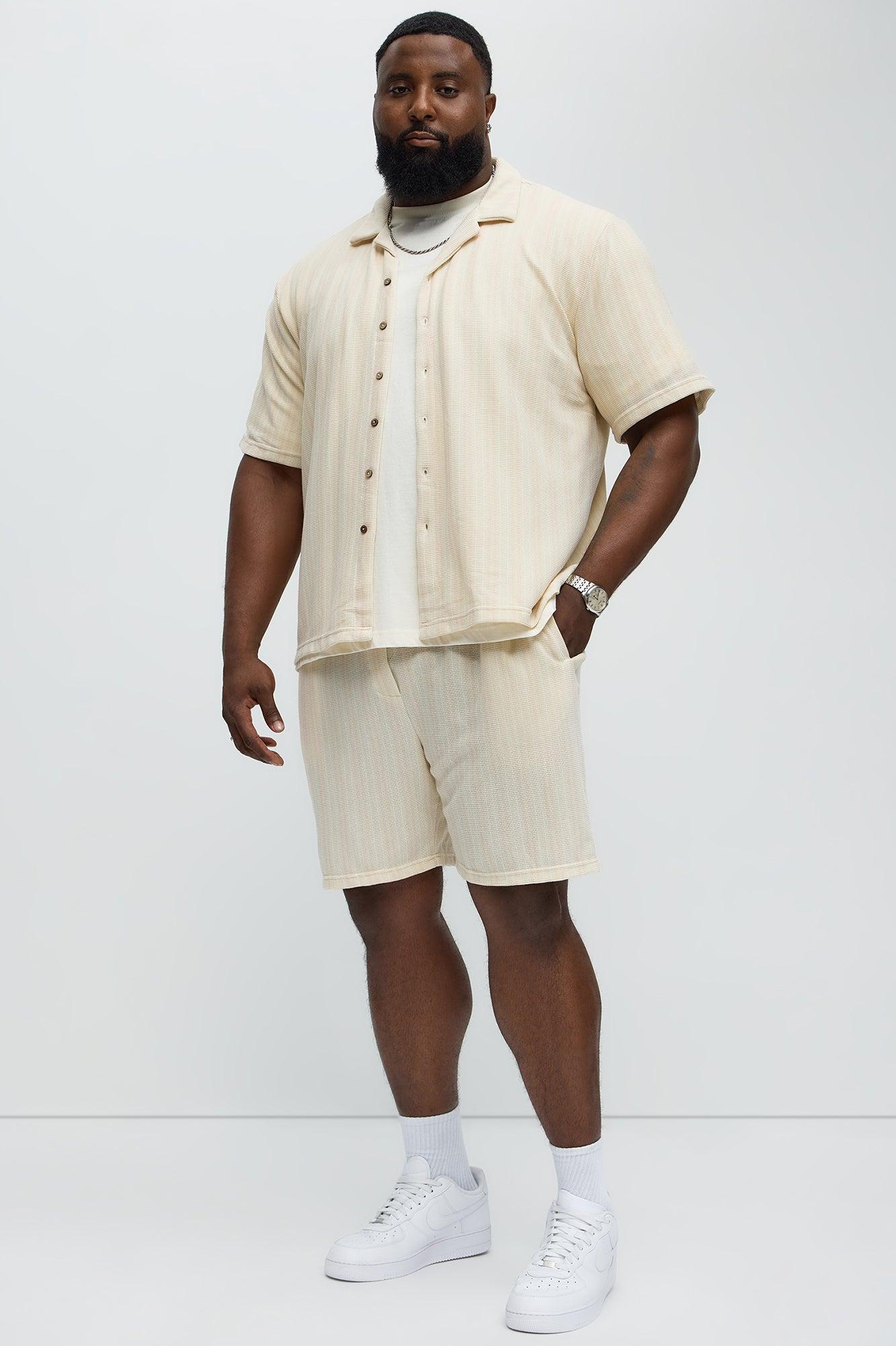 Valor Drawstring Striped Shorts - Cream Male Product Image