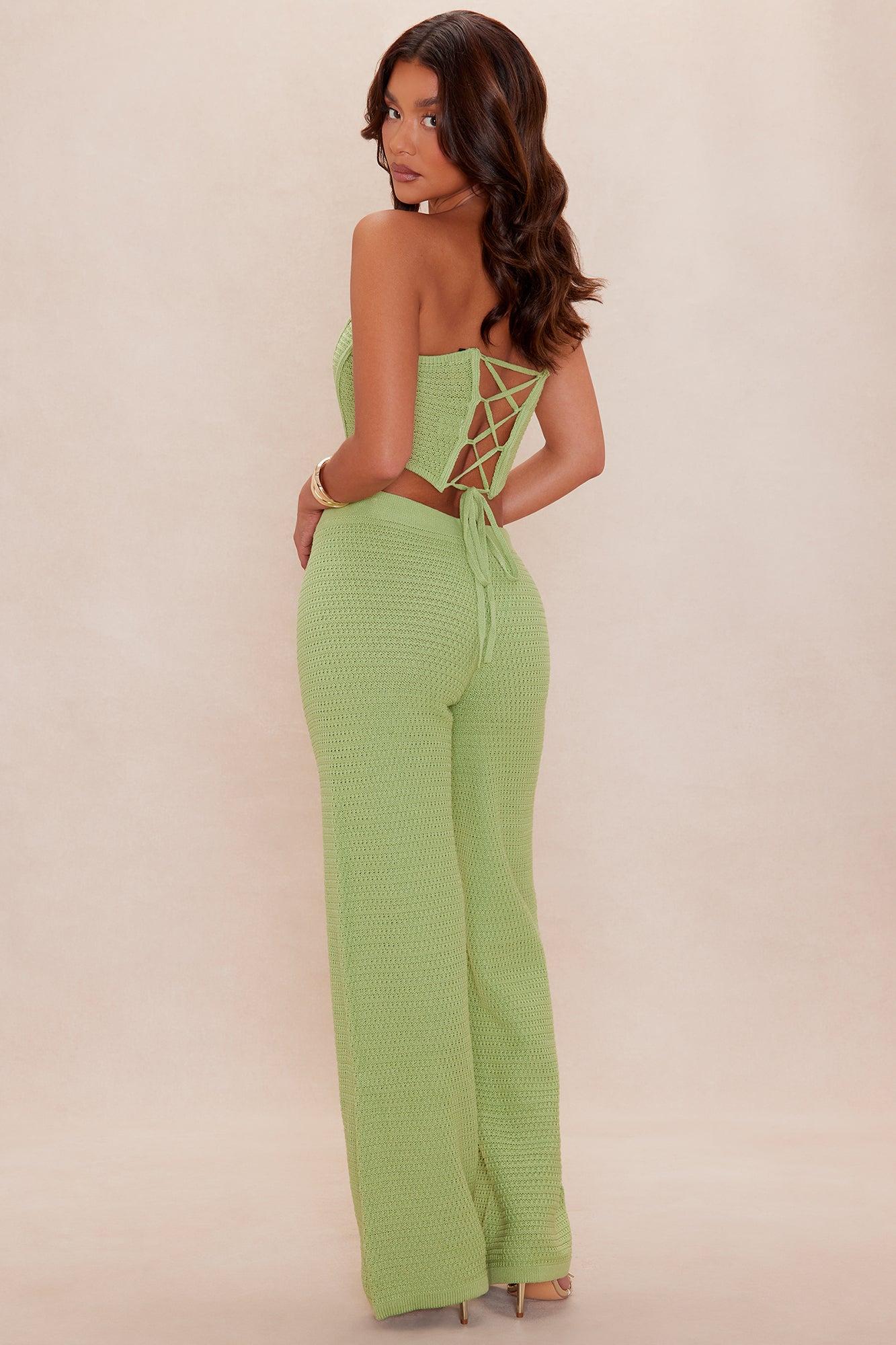 Camarillo Crochet Pant Set - Sage Female Product Image