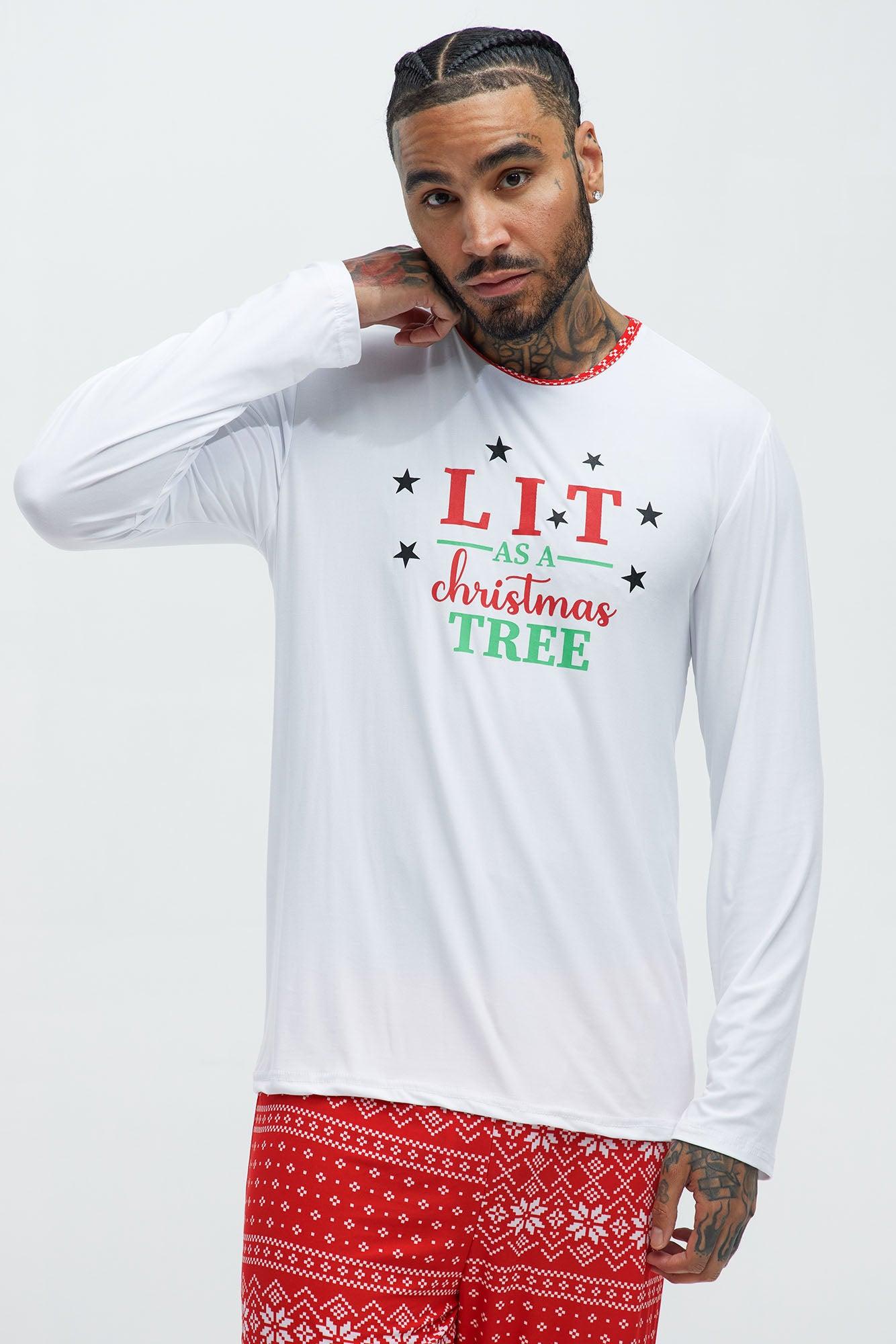 Lit Like A Christmas Tree Holiday PJ Set - White/combo Product Image