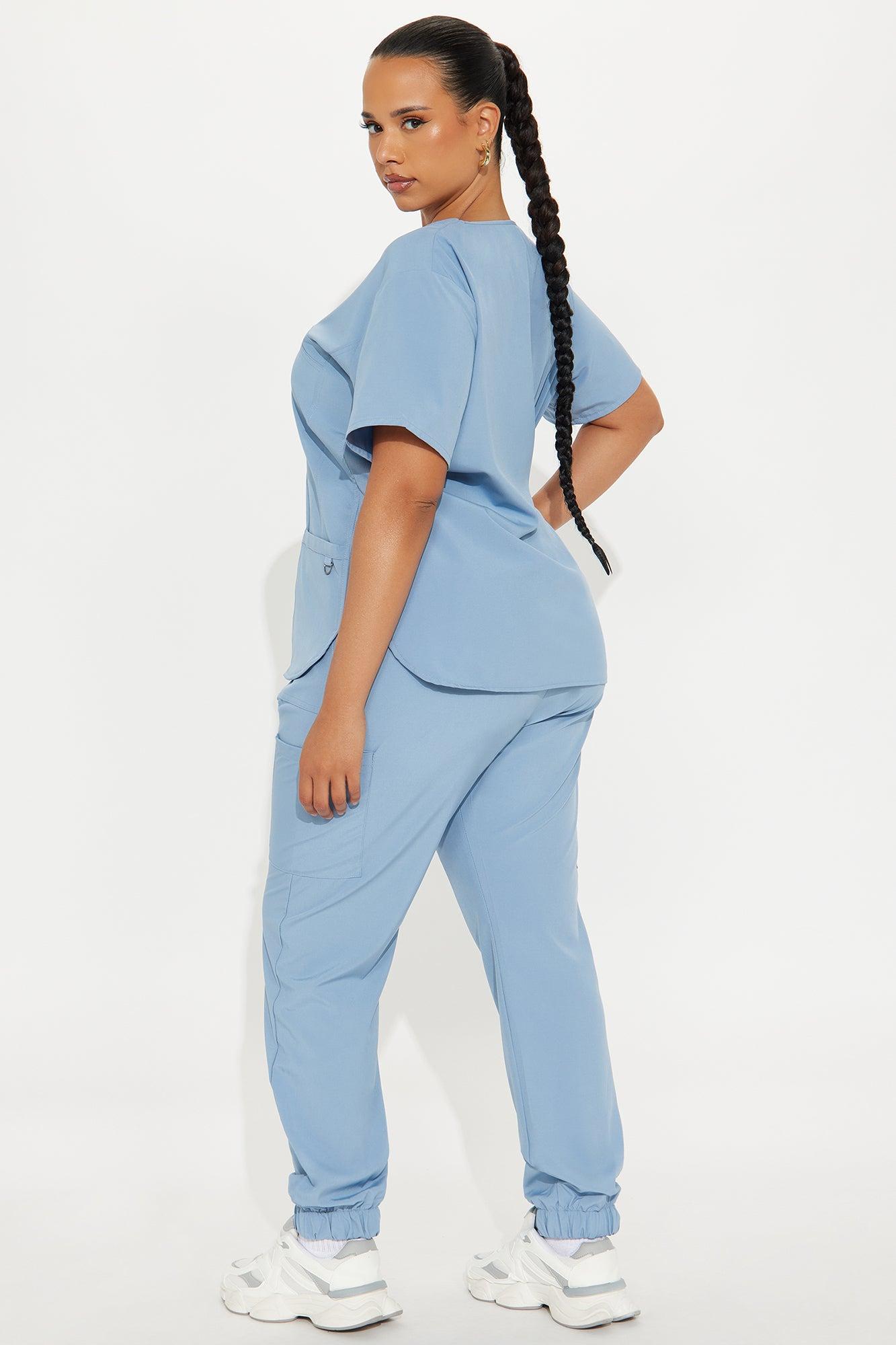 Feeling Better Stretch Scrub Uniform Jogger Set - Slate Blue Female Product Image