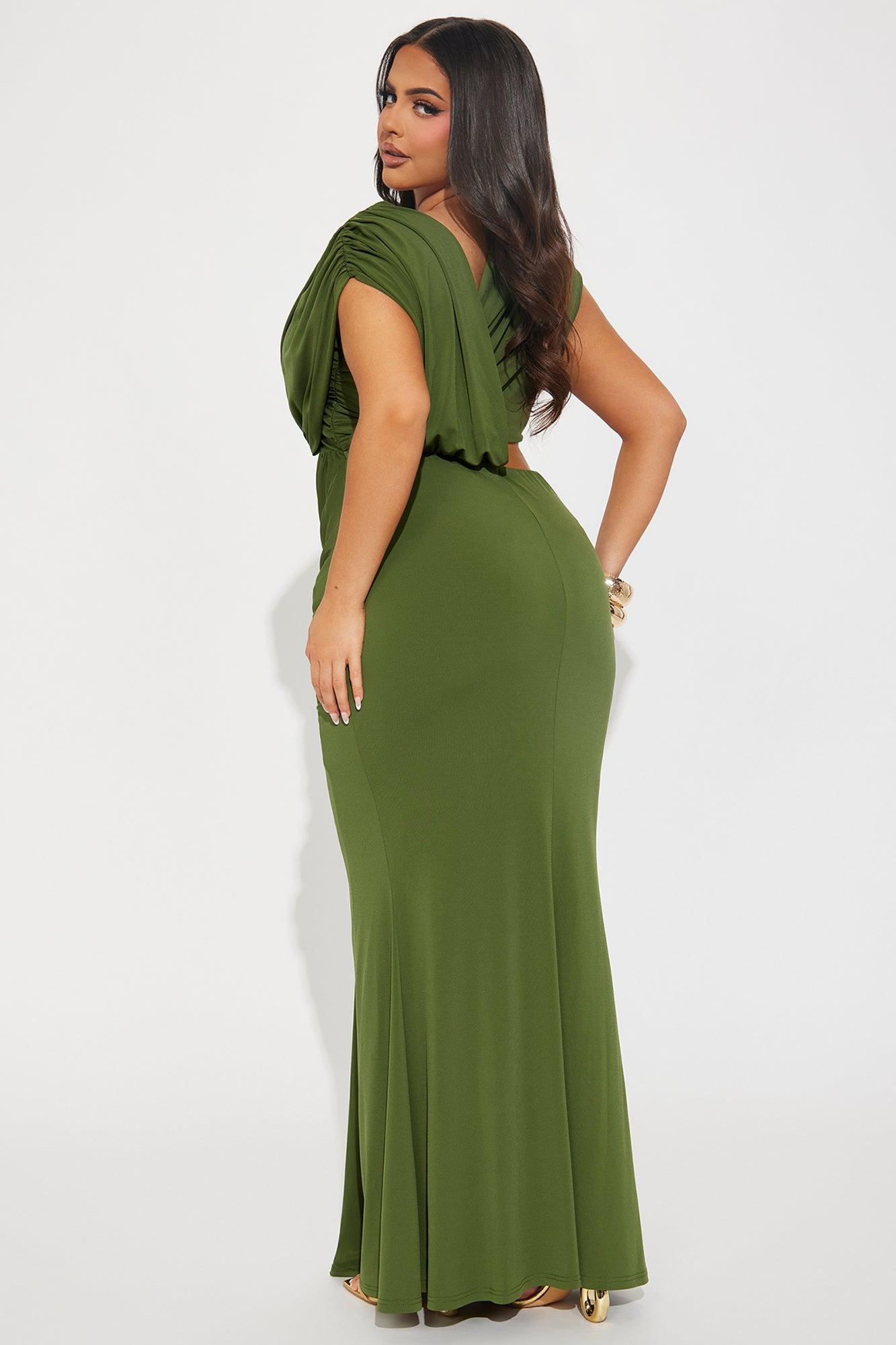 Aria Cut Out Maxi Dress - Olive Product Image