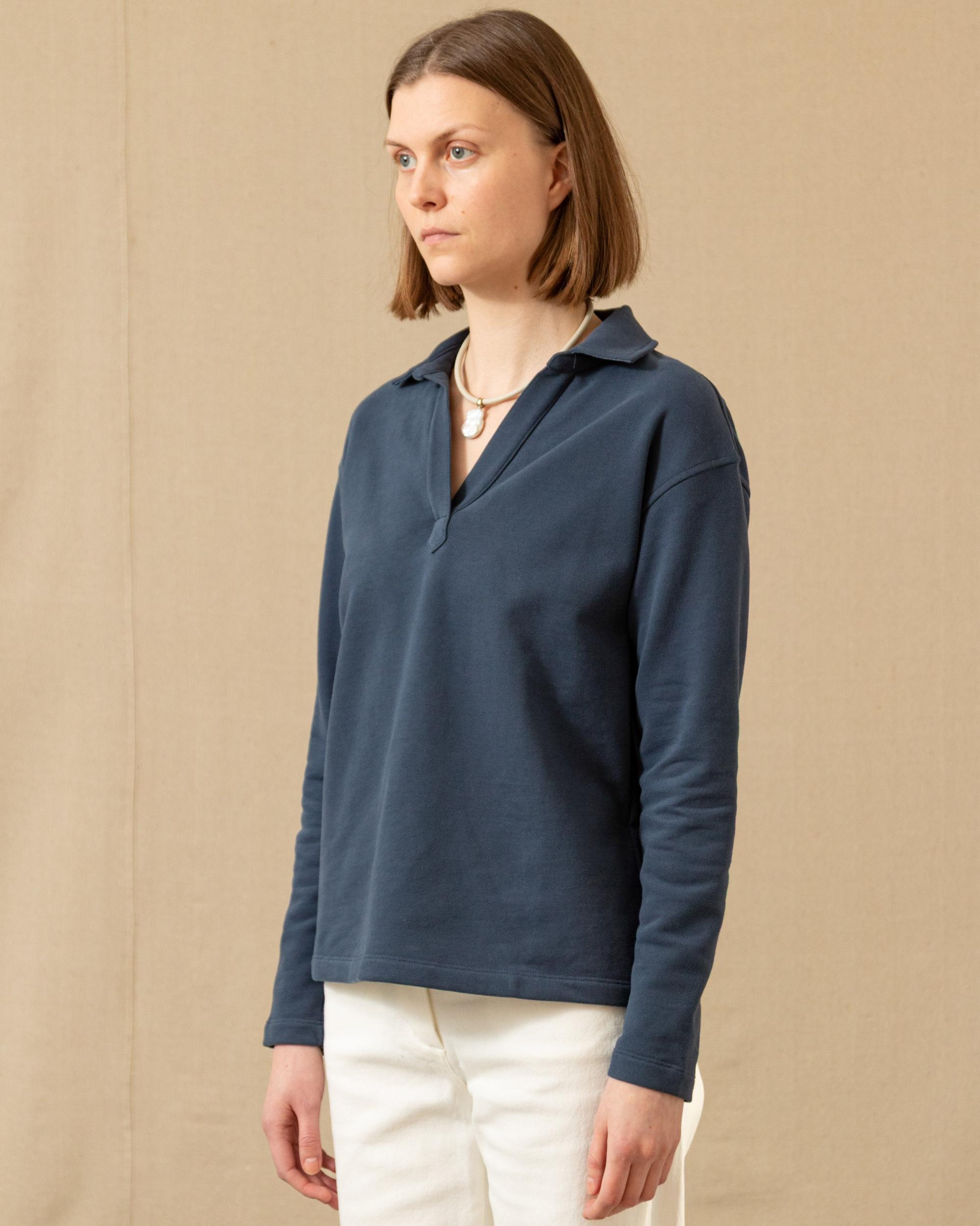 Inlet Pullover in Navy Loopback Terry Product Image