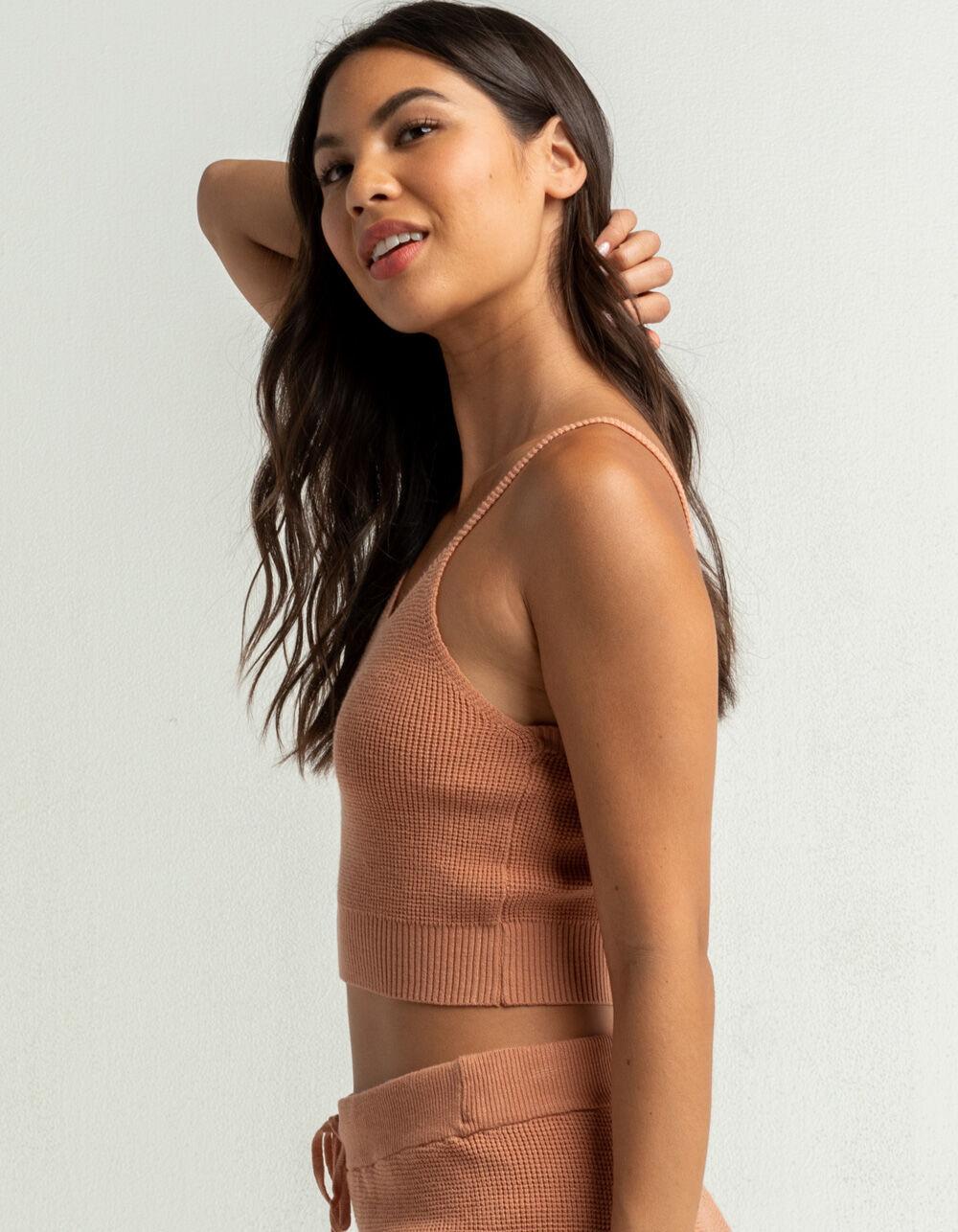 SKY AND SPARROW Waffle Stitch Womens Cami - TAN Product Image