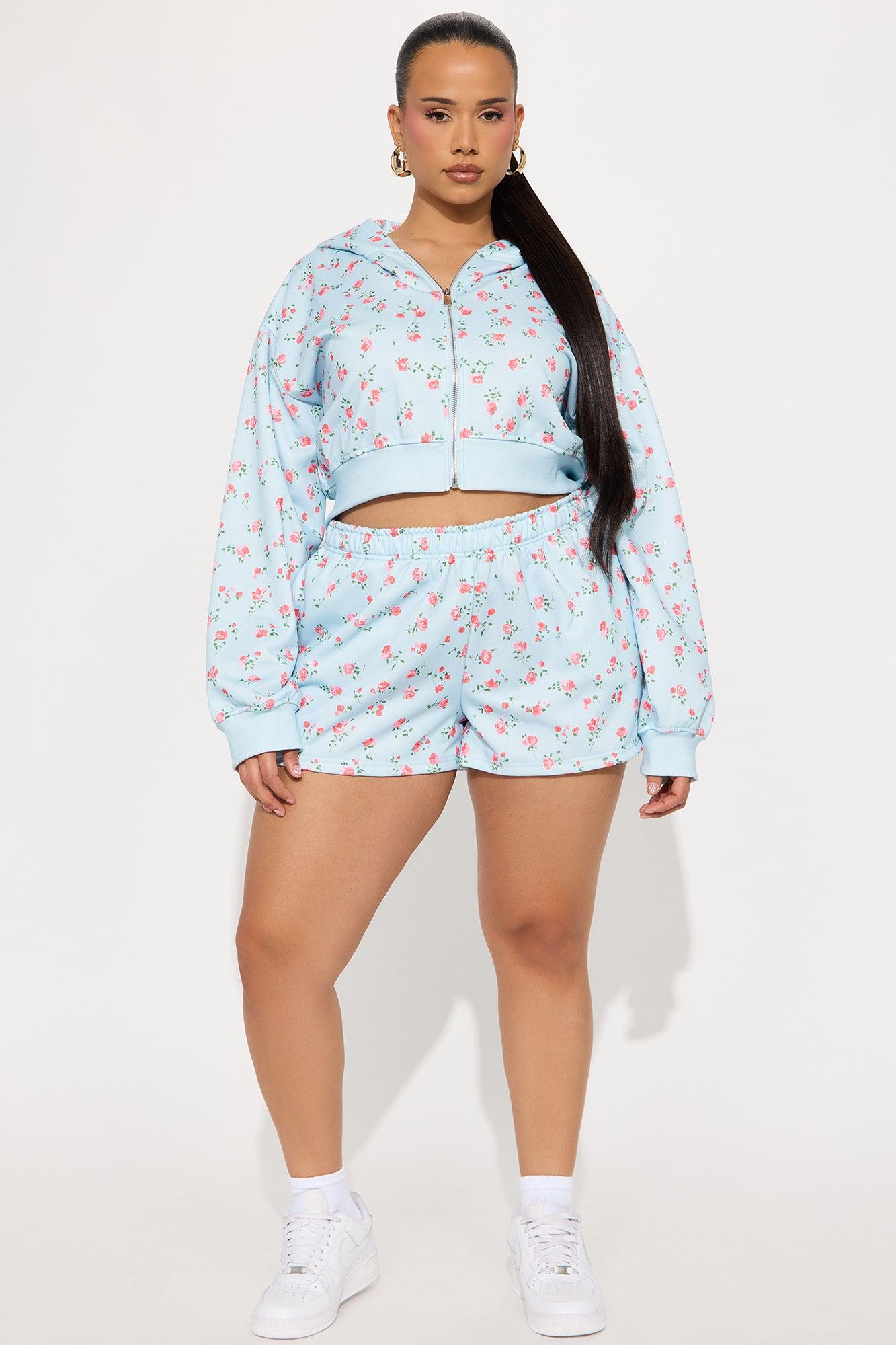 Fiona Floral Short Set - Light Blue Product Image