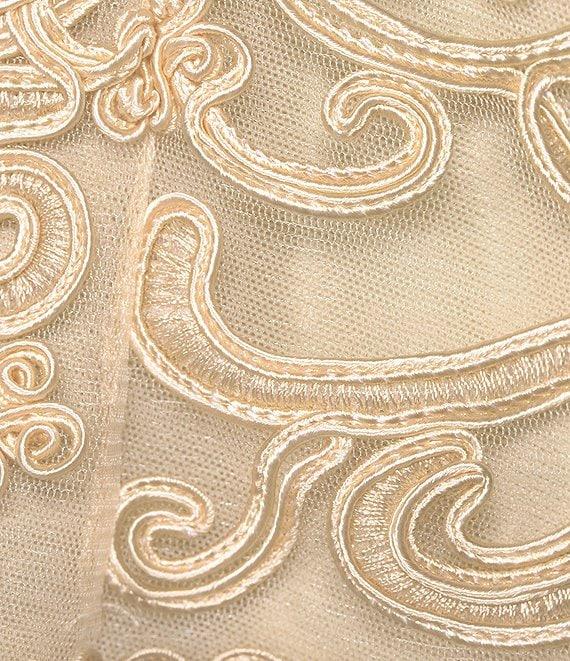 Soulmates V-Neck 3/4 Sleeve Soutache Lace Bodice A-Line Gown Product Image