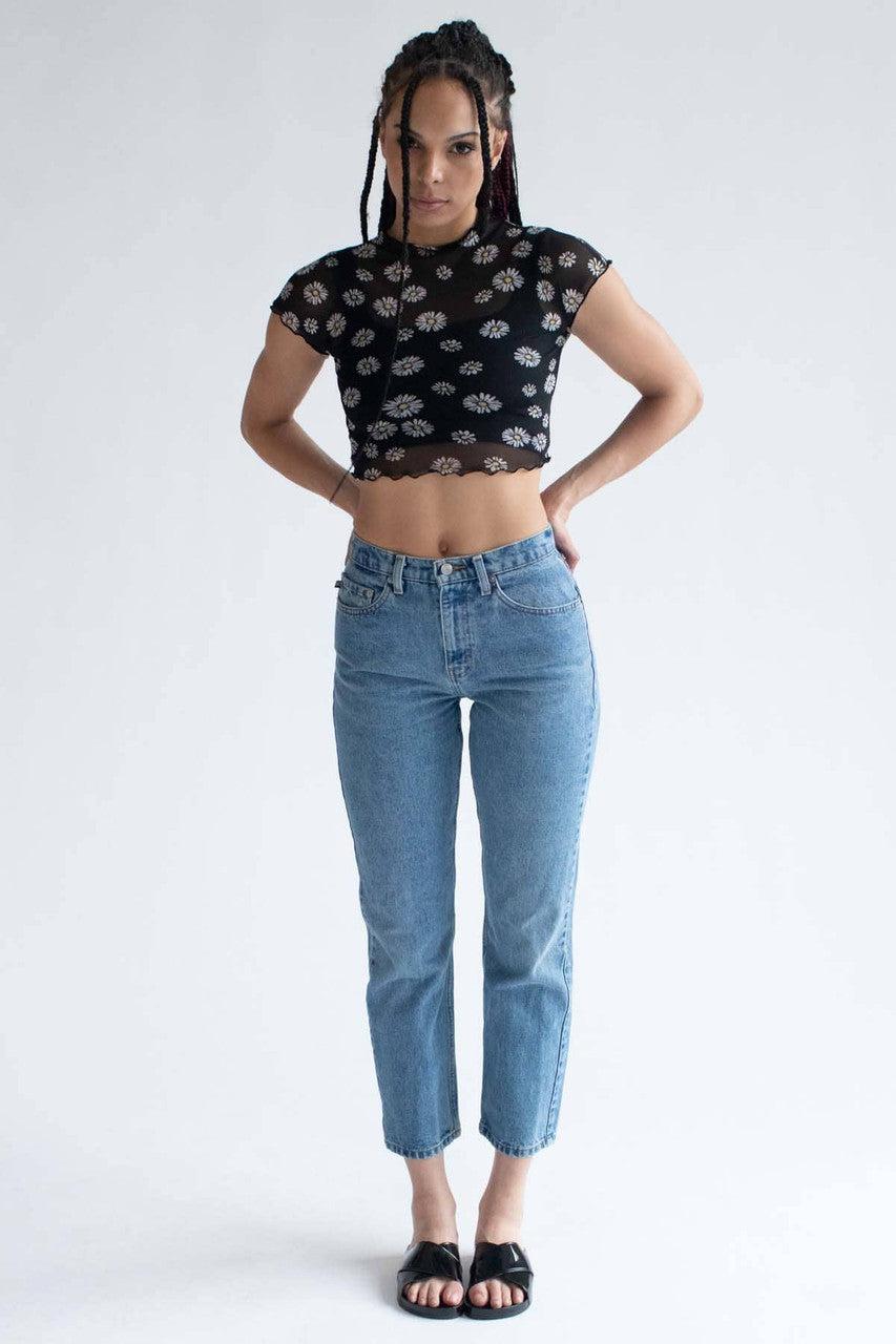 Black Daisy Mesh Tee Product Image