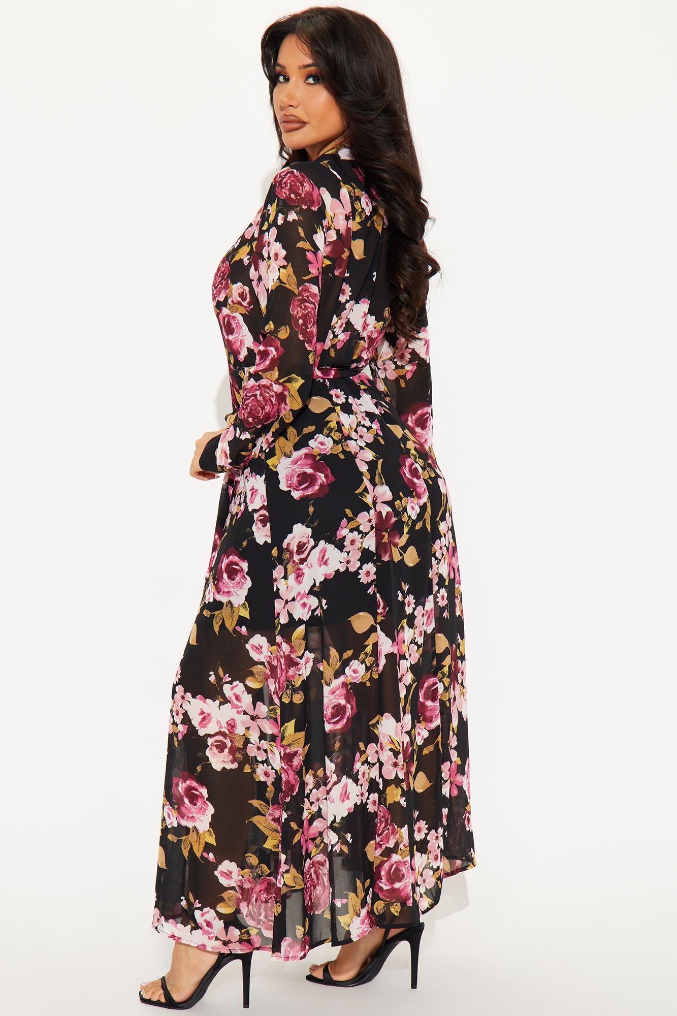 Amandla Floral Midi Shirt Dress - Black/combo Product Image