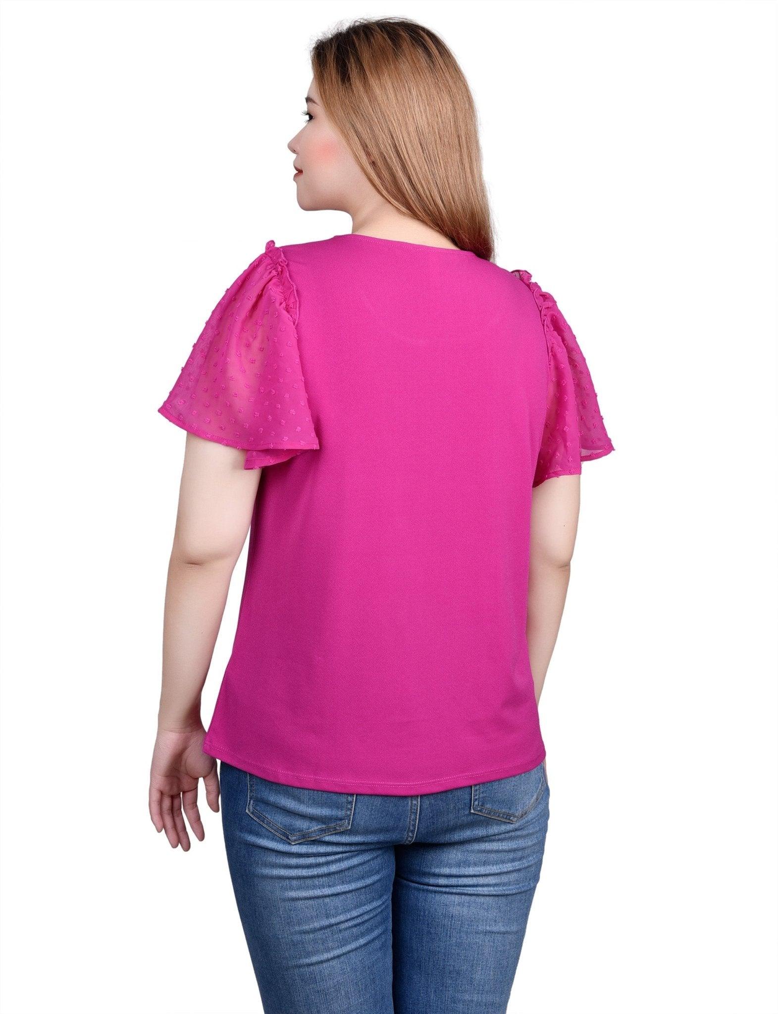 Clip Dot Flutter Sleeve Top - Petite Product Image