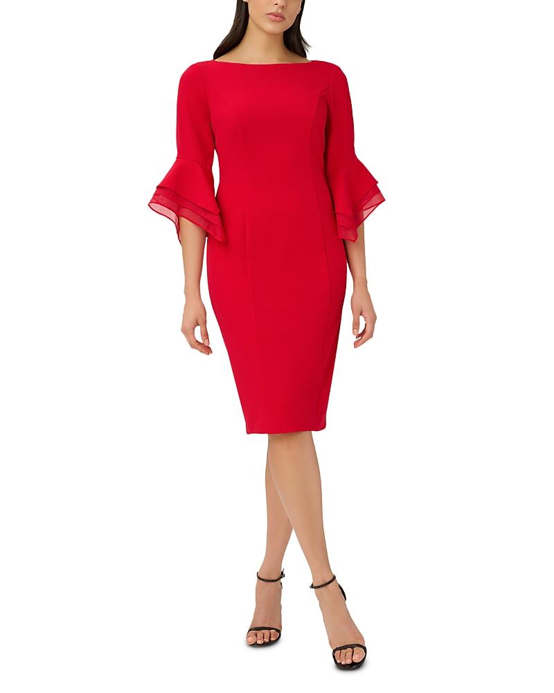 Adrianna Papell Knit Crepe Tiered Sleeve Dress Product Image