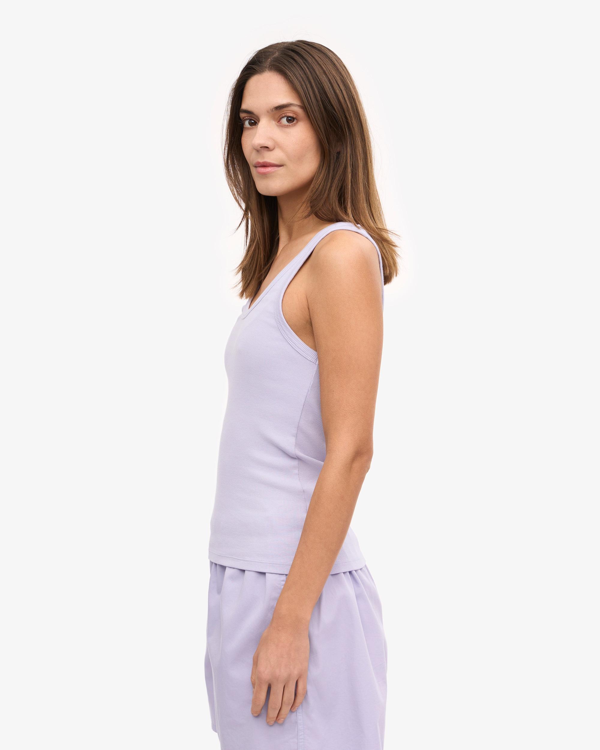Women Organic Rib Tank Top - Soft Lavender Product Image