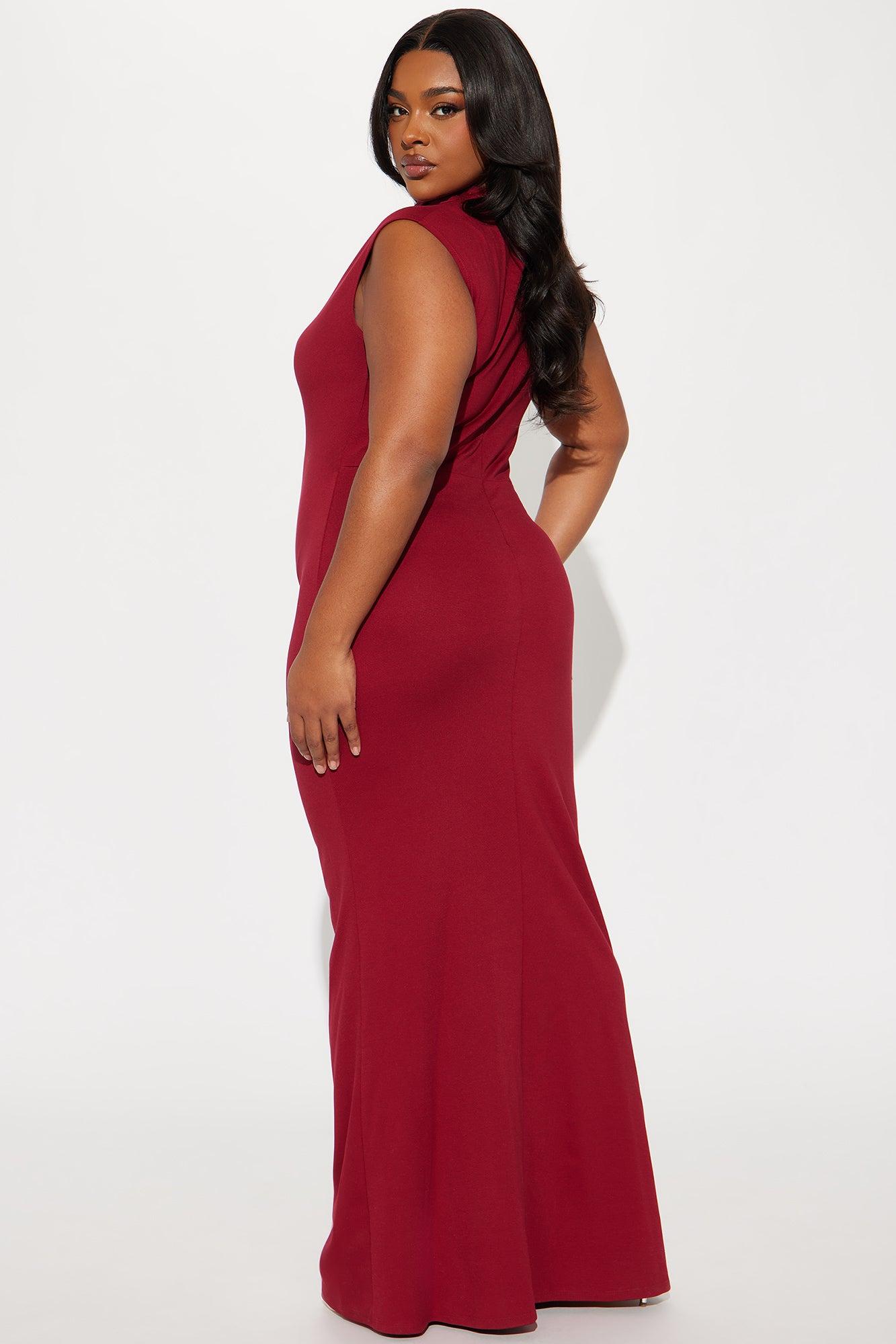Stella Ponte Maxi Dress - DarkRed Product Image