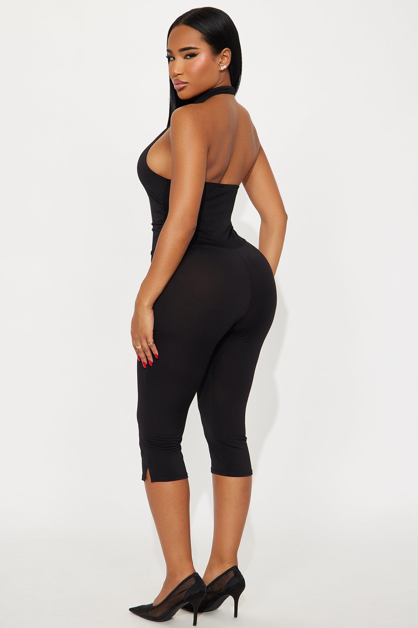 Body Language Halter Capri Jumpsuit - Black Female Product Image