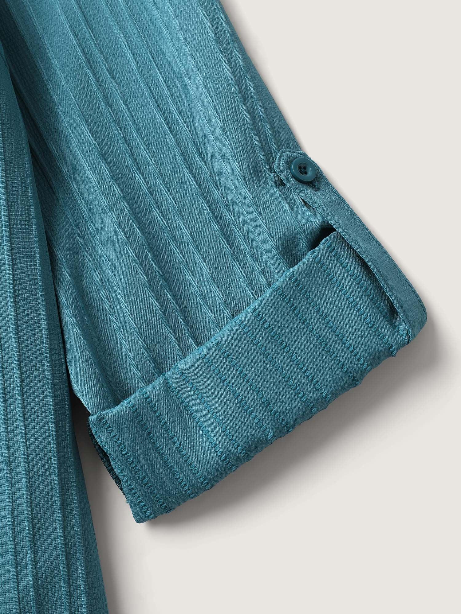 Textured Pleated Back Split Neck Blouse Female Product Image