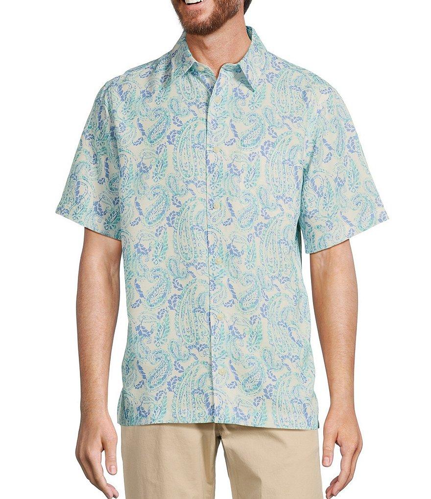 Roundtree & Yorke Big & Tall Short Sleeve Paisley Print Hangout Sport Shirt Product Image
