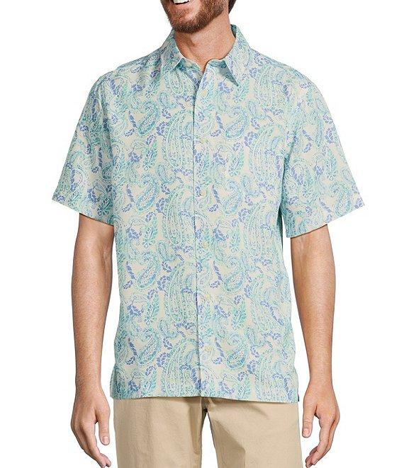 Roundtree & Yorke Big & Tall Short Sleeve Paisley Print Hangout Sport Shirt Product Image