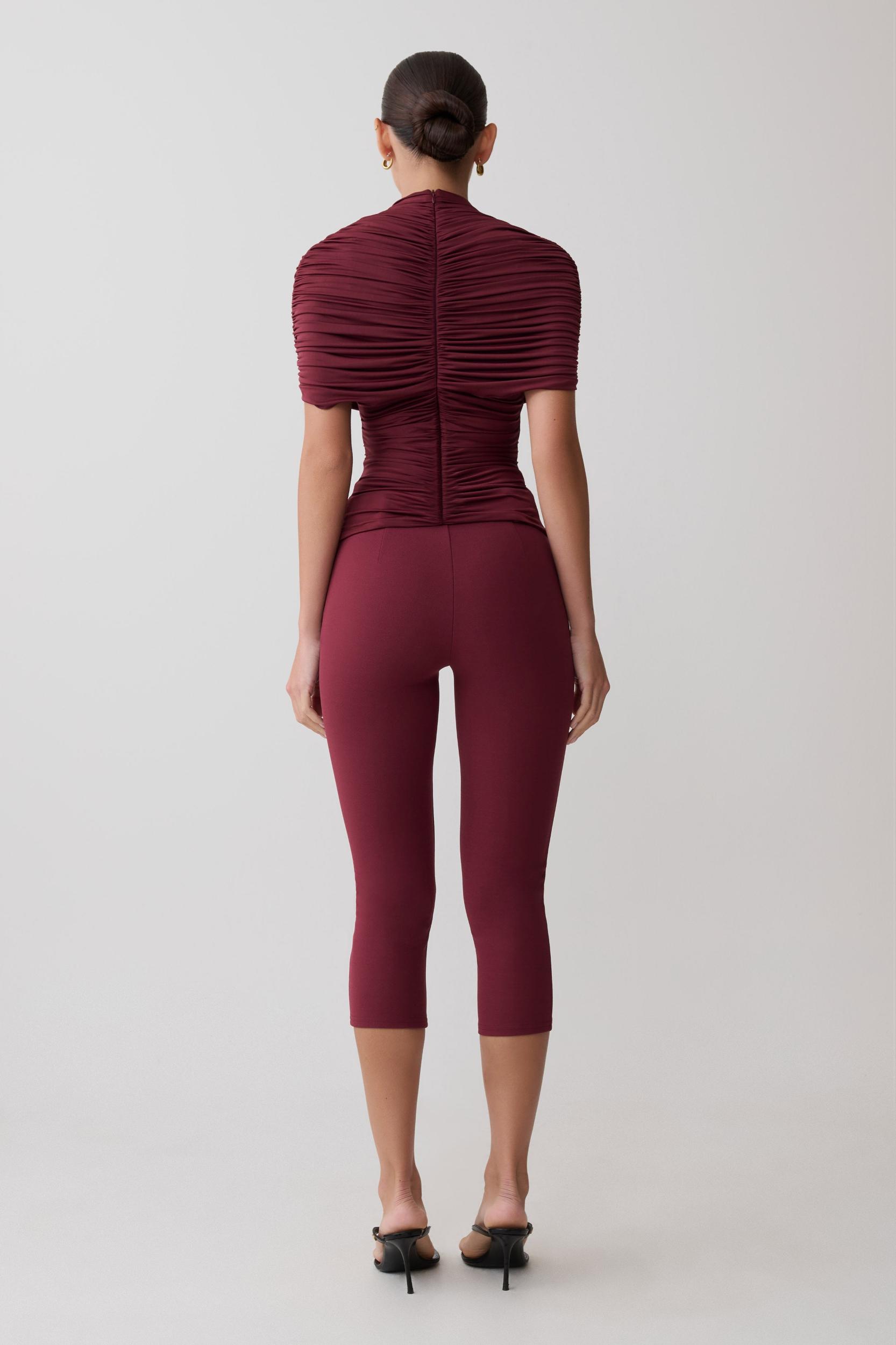 Blanca Stretch Crepe Capri Pants - Mahogany Product Image