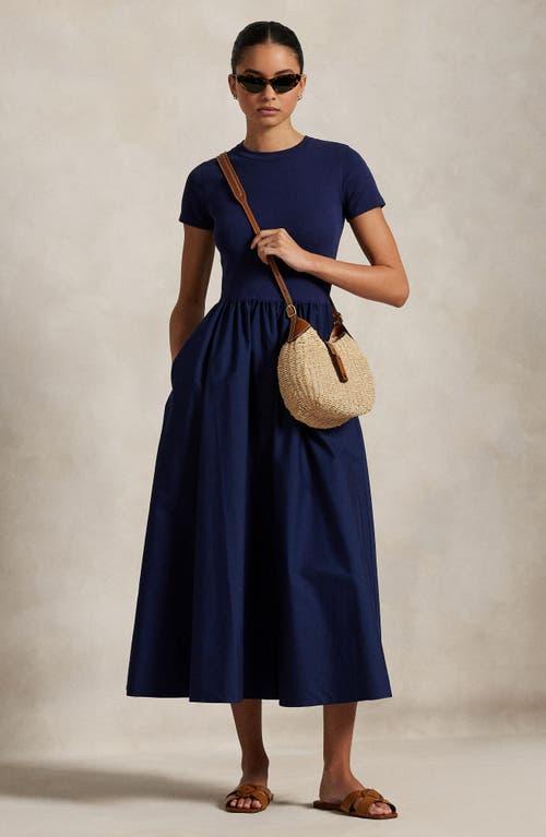 POLO RALPH LAUREN Short Sleeve Cotton Midi Dress Product Image
