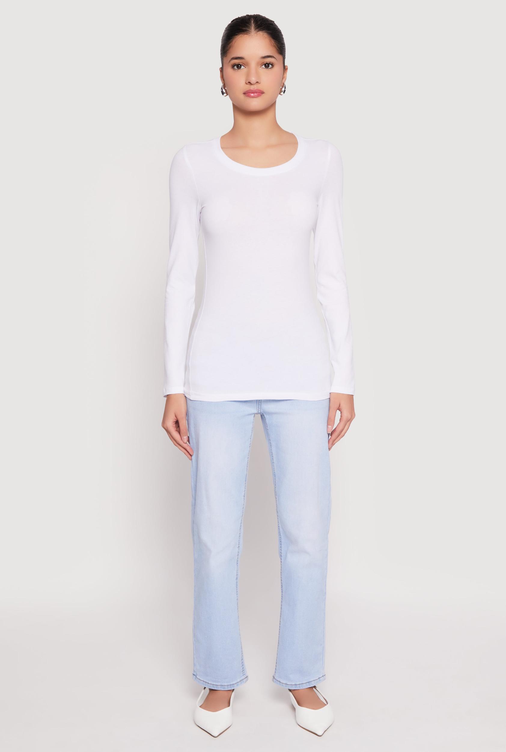 Womens Basic Crew Neck Long Sleeve Tee Product Image