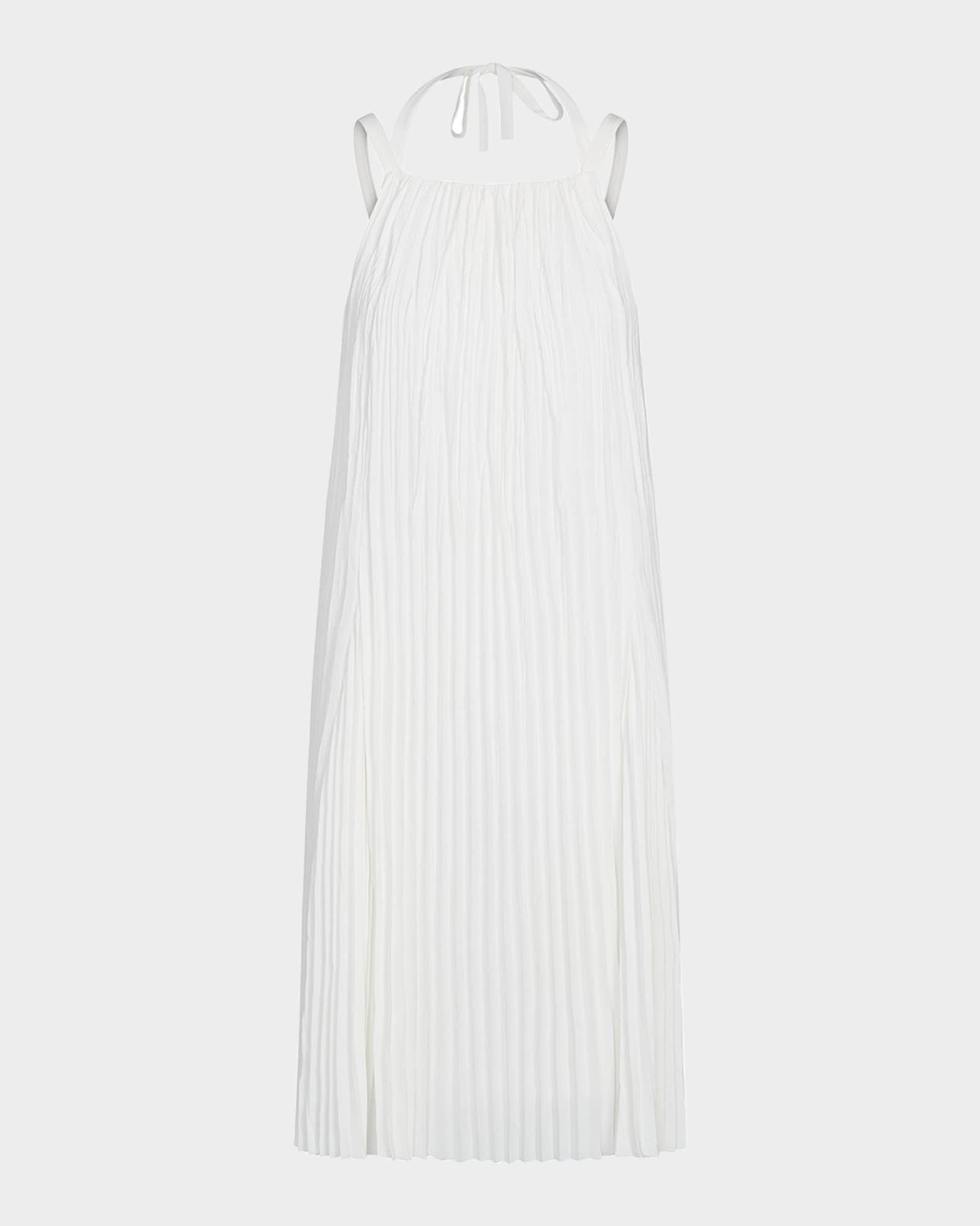 Pleated A-Line Halter Dress with Pockets Product Image