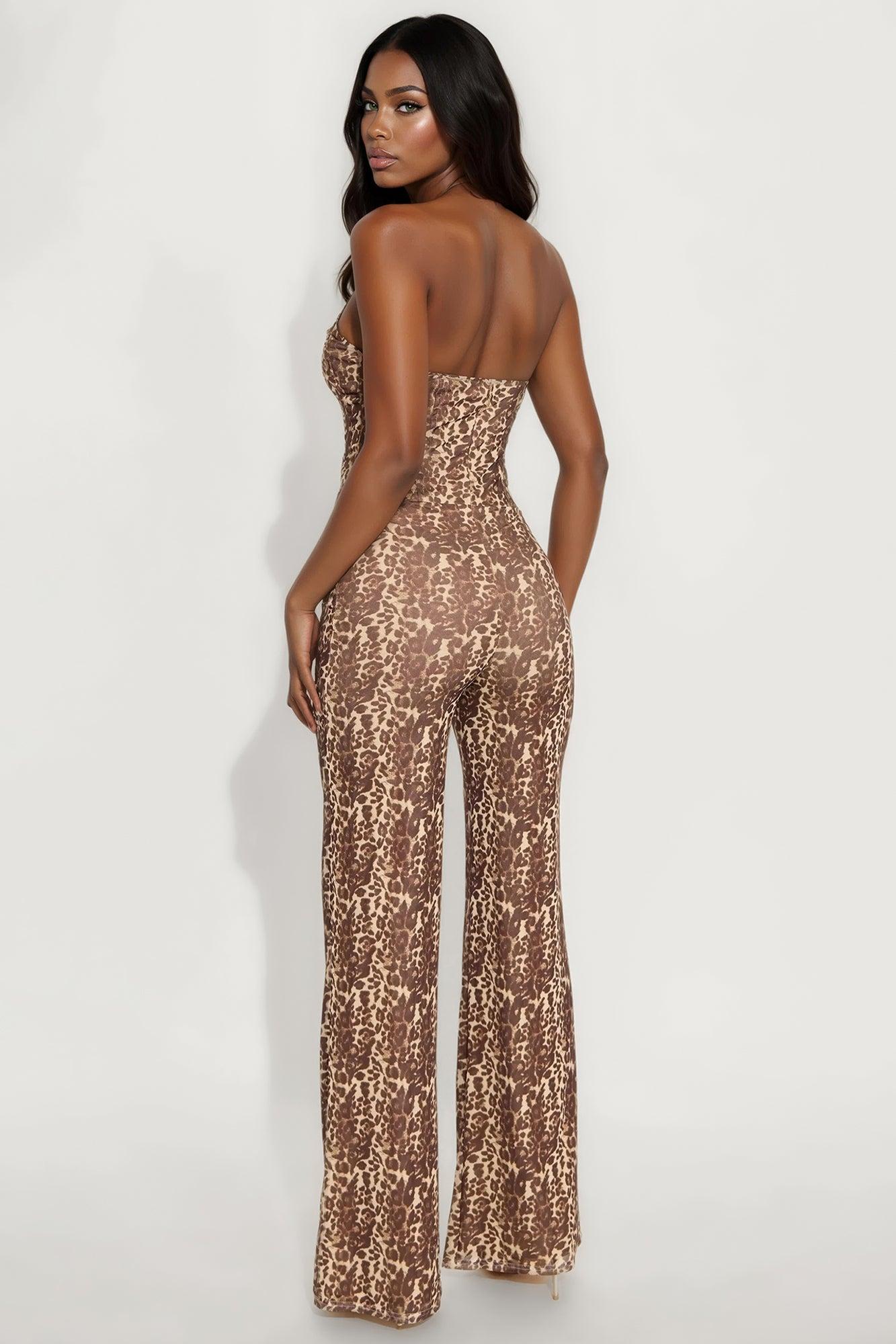 Leveling Up Leopard Print Corset Jumpsuit - Leopard Female Product Image