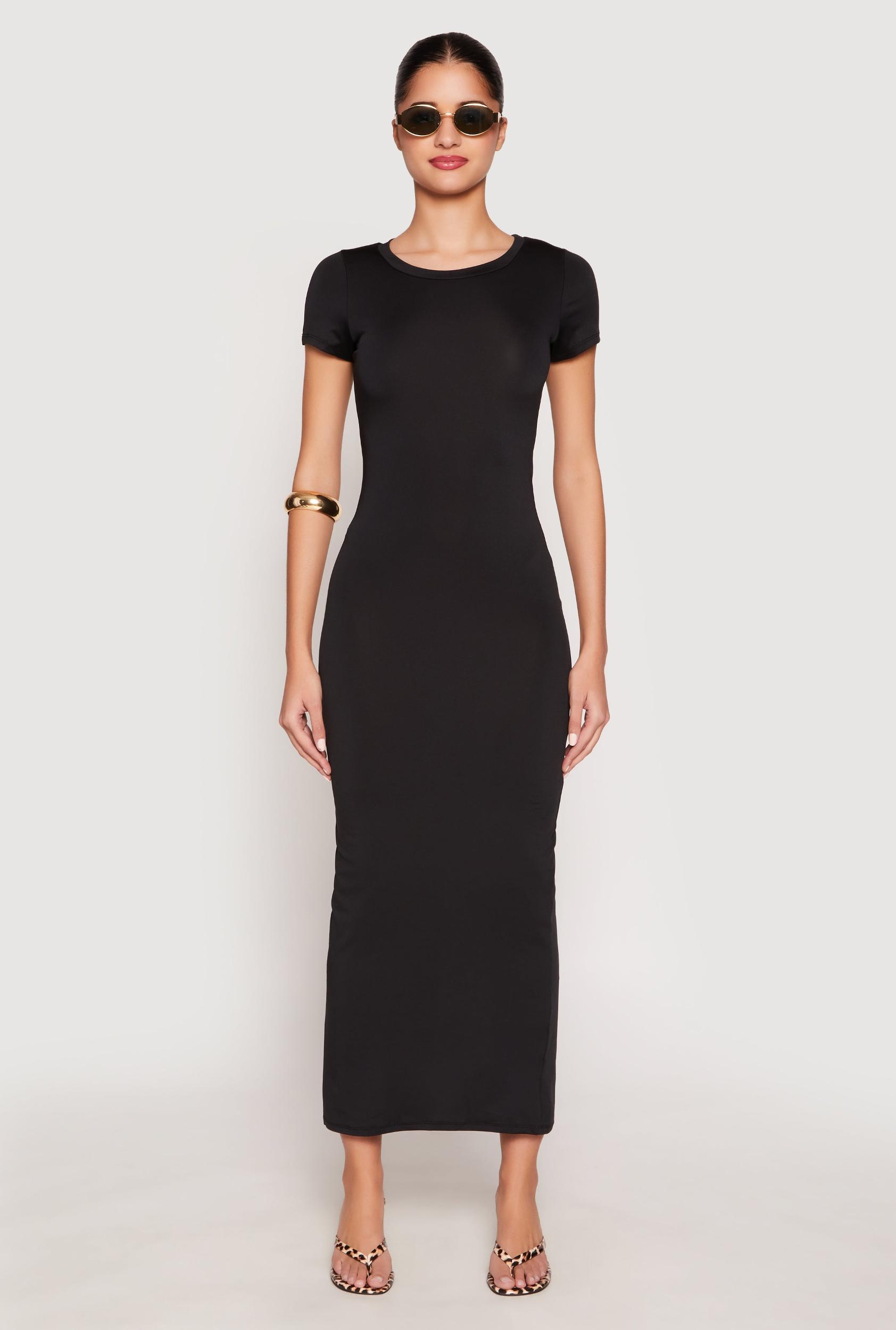 Womens Short Sleeve Slit Back Maxi Dress Product Image