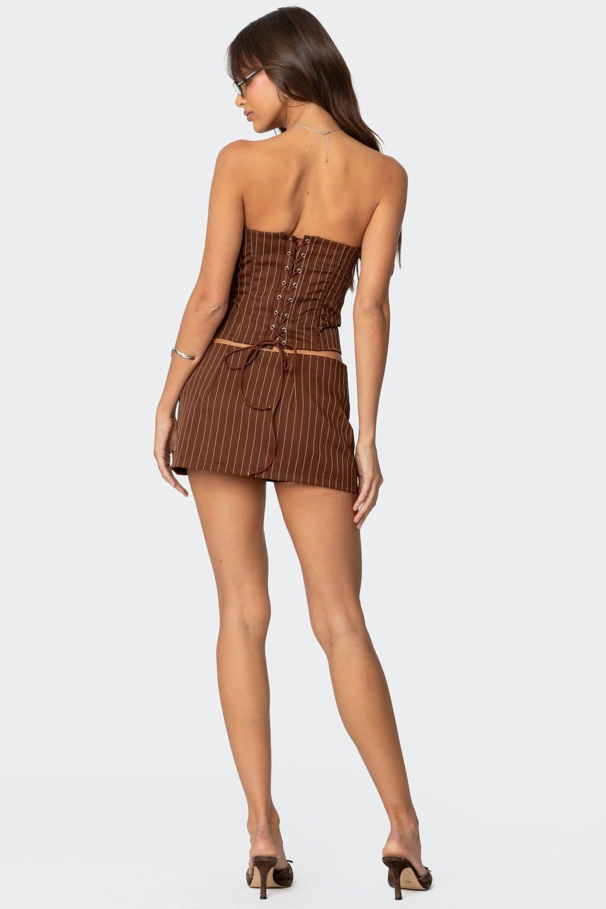 Jennifer Lace Up Pinstripe Corset Product Image