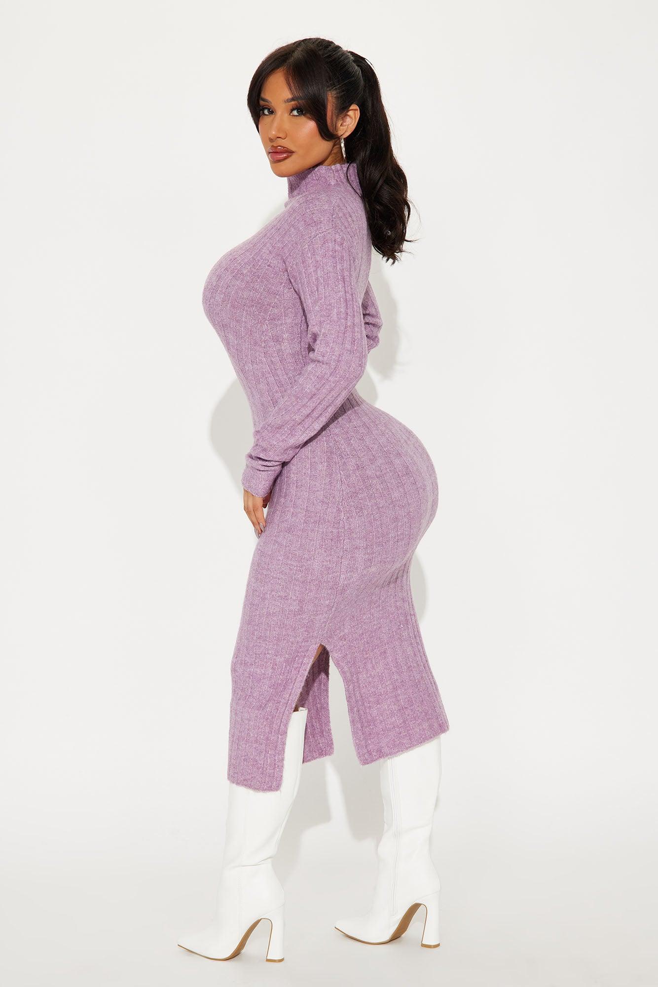 Miss Chic Sweater Midi Dress - Mauve Product Image