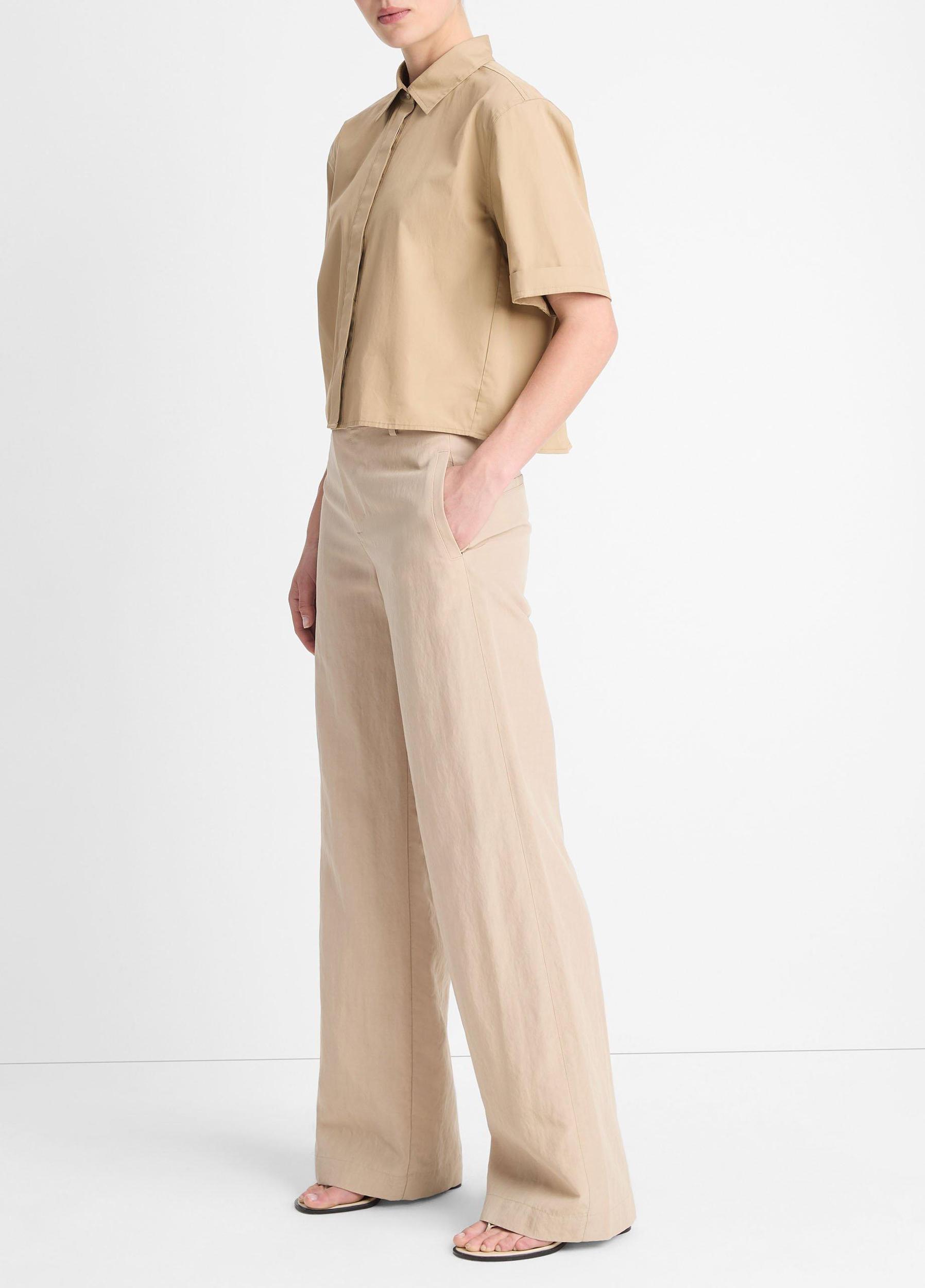 Mid-Rise Textured Wide-Leg Trouser Product Image