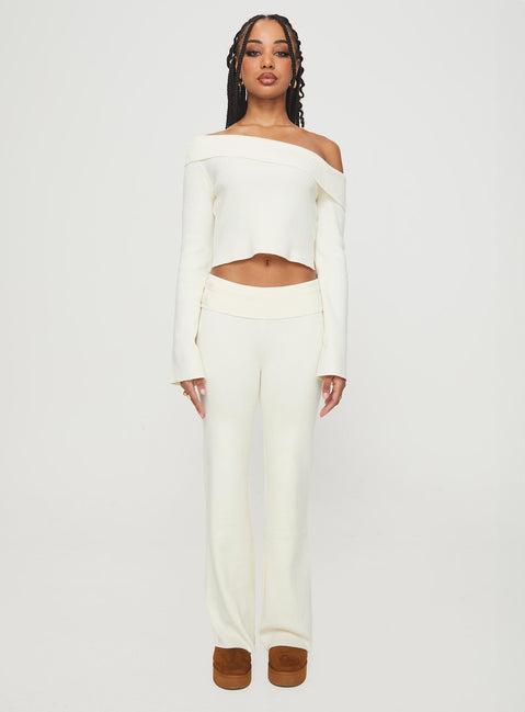 Try Me Knit Pants Cream Product Image