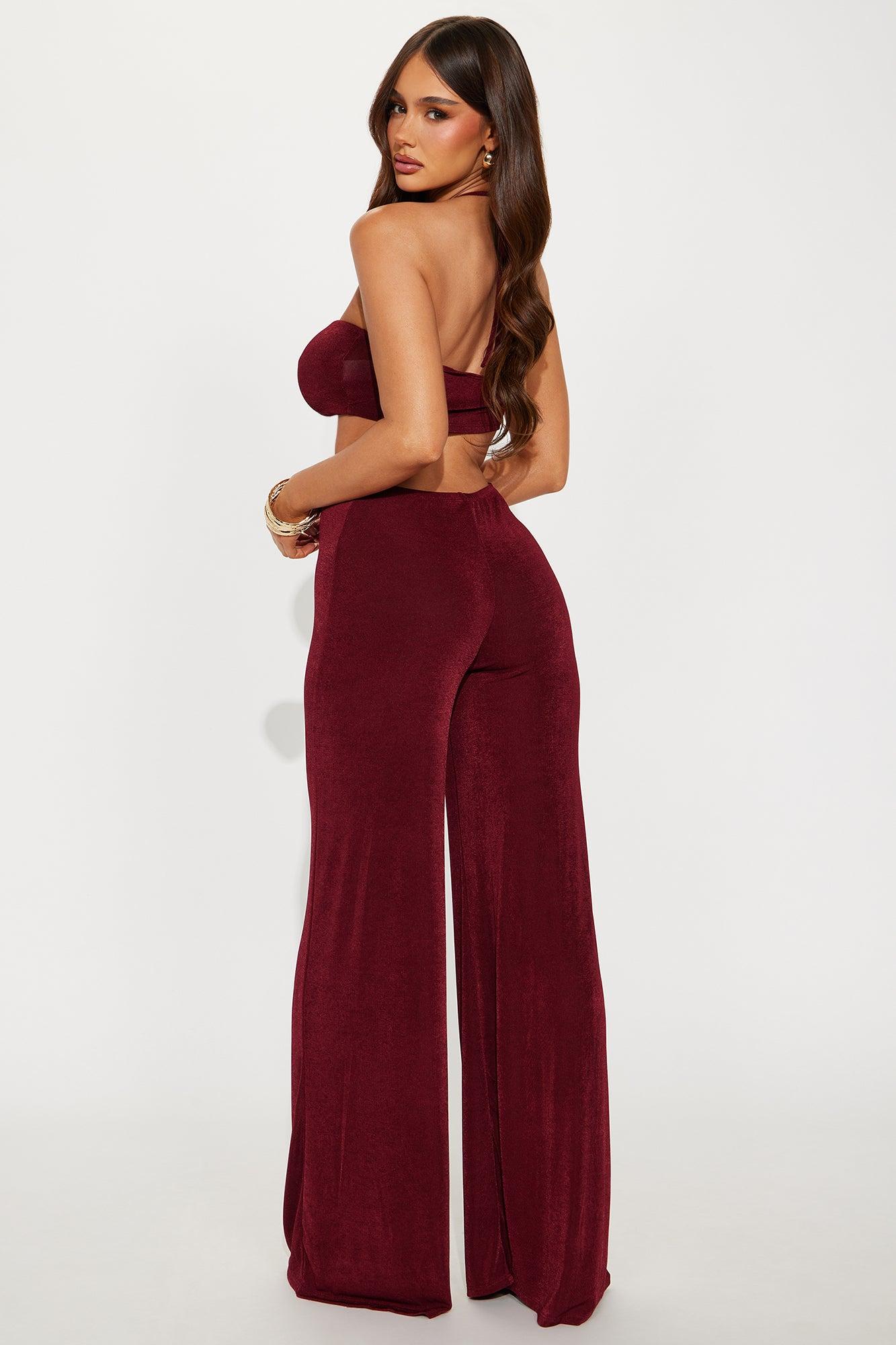 Jessica Slinky Jumpsuit - Burgundy Female Product Image