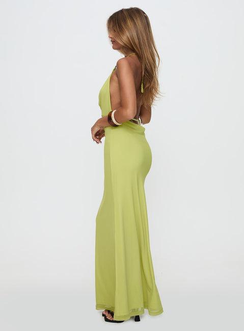 Rhaenyra Halter Maxi Dress Green Product Image