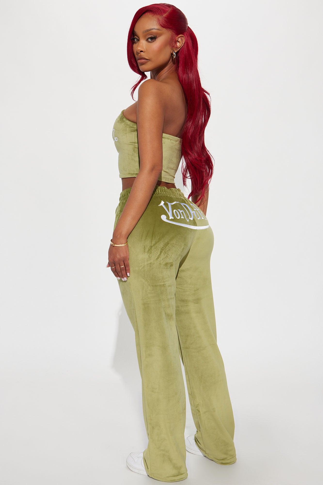 Von Dutch Velour Tube Top - Olive Product Image