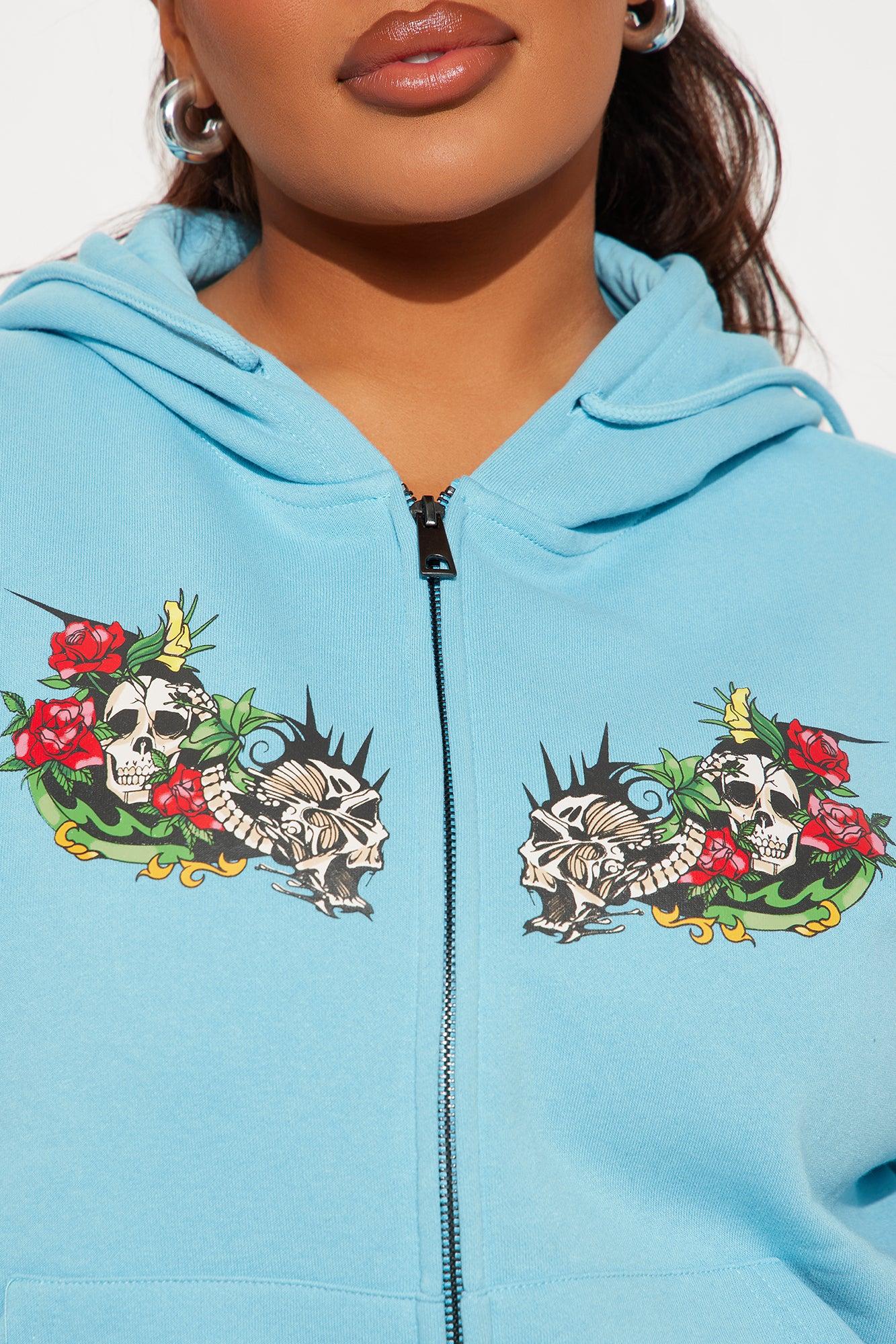 Von Dutch Skull Oasis Zip Up Hoodie - Blue/combo Product Image