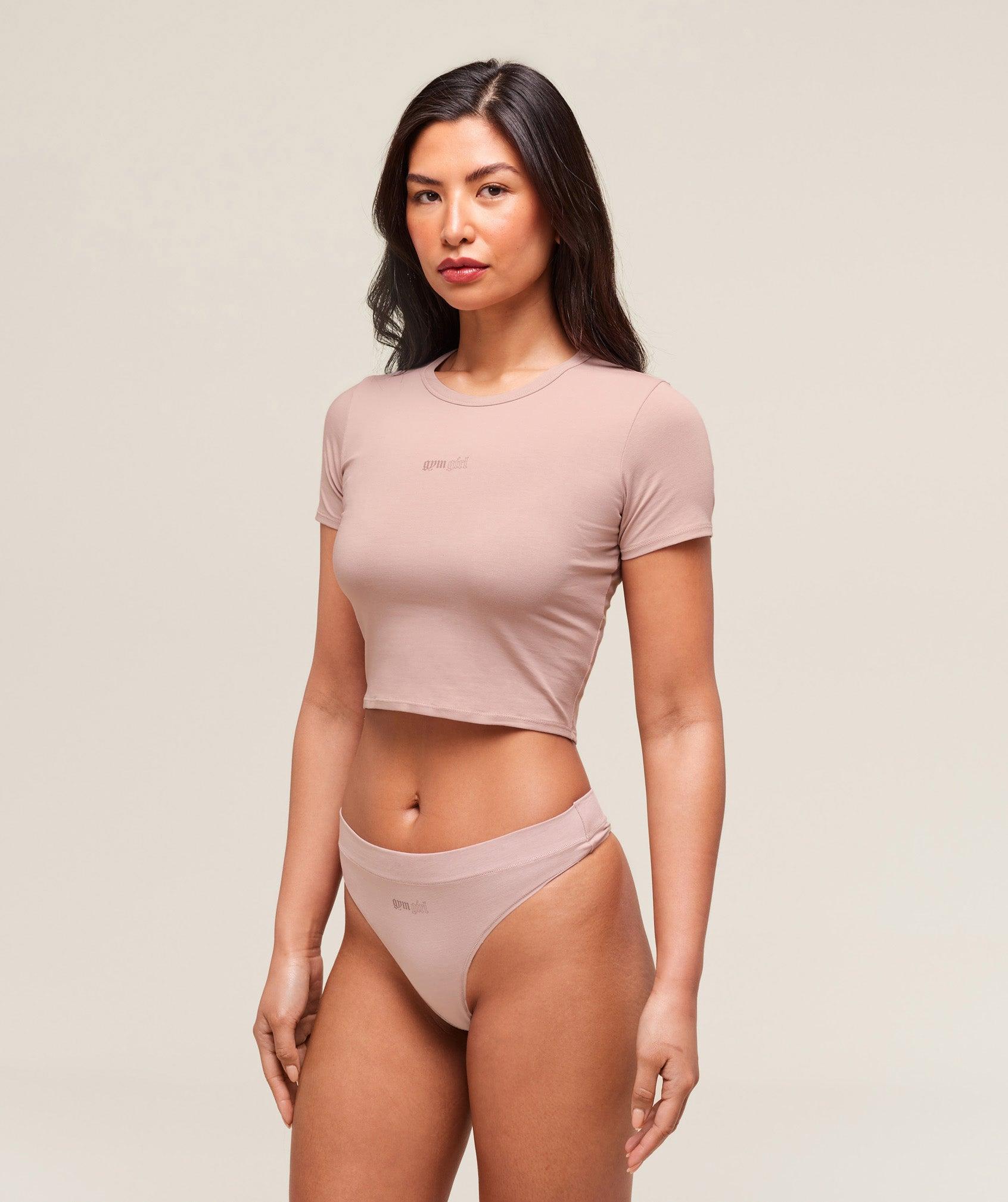 Gymshark Cotton Graphic Midi T-Shirt - Muted Pink Female Product Image