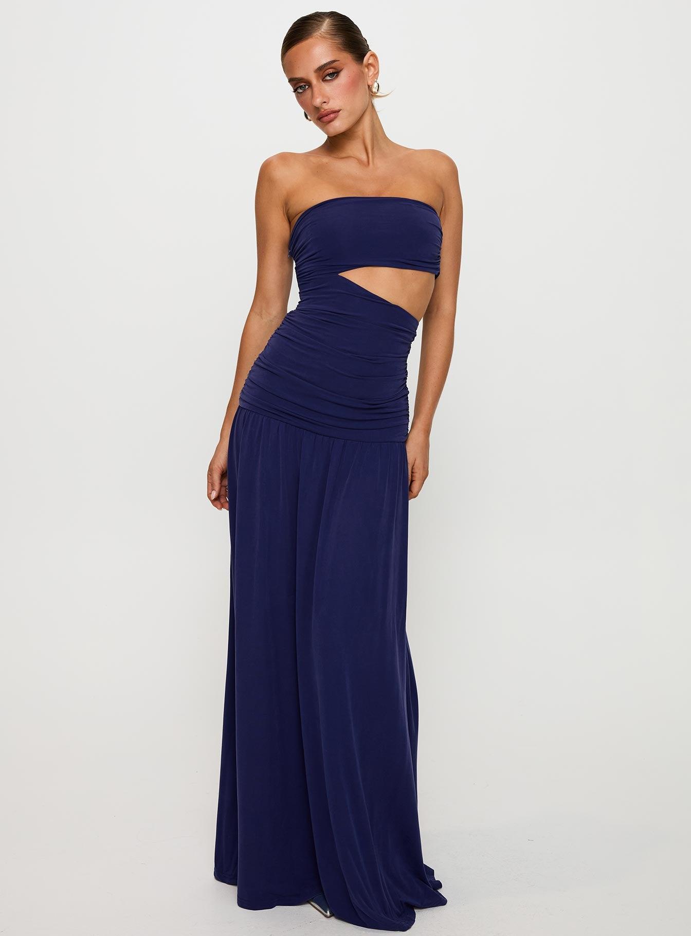 Grandeur Strapless Maxi Dress Navy Product Image
