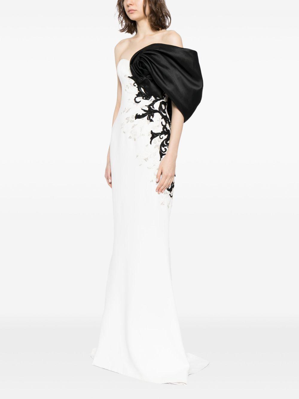 one-shoulder embroidered gown Product Image