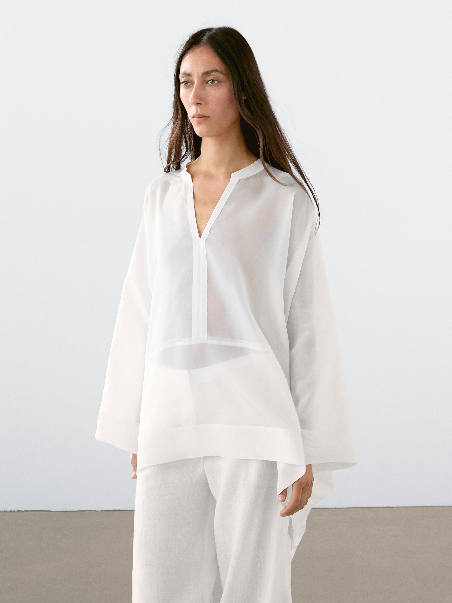 Semi-sheer long flowing shirt Product Image