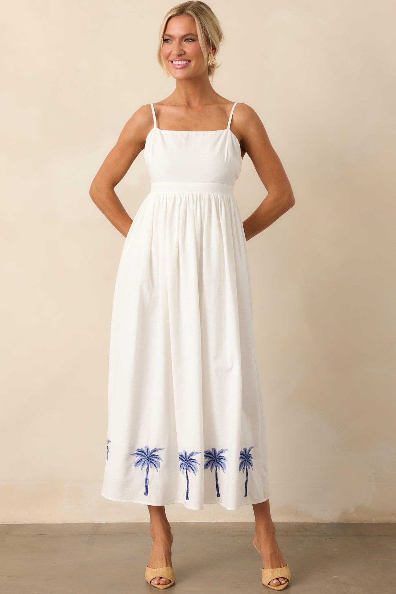 MINKPINK White Isadora Embroidered Midi Dress Product Image