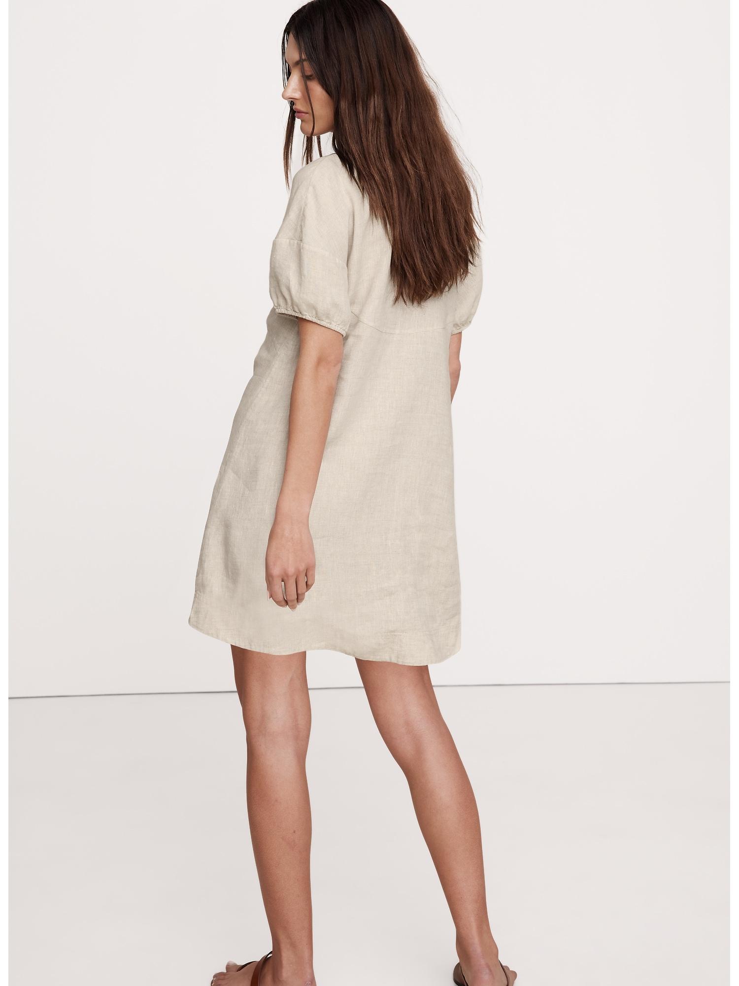 Linen Tie-Front Mini Dress Product Image
