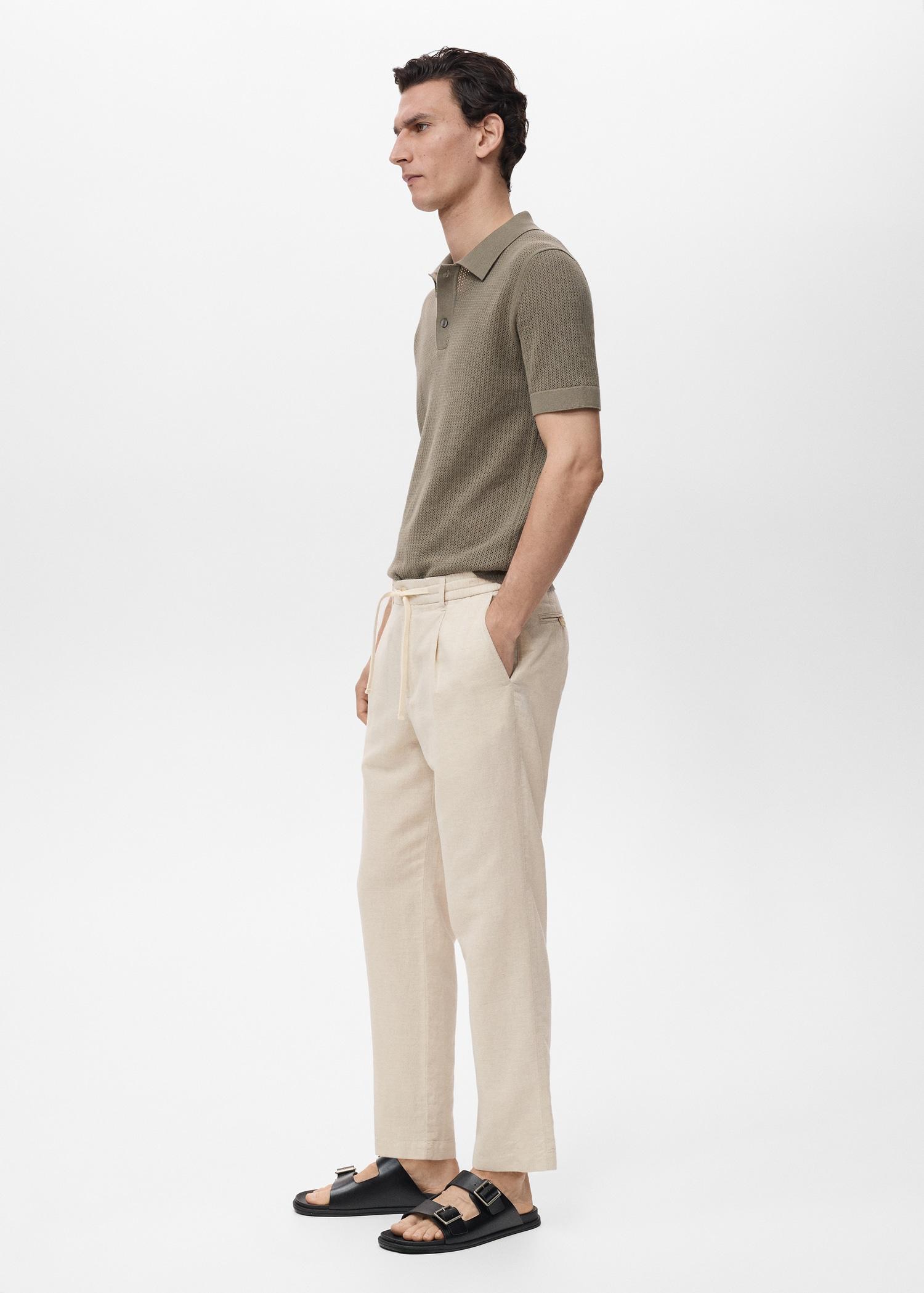 Slim-fit pants with drawstring - Men | MANGO USA Product Image
