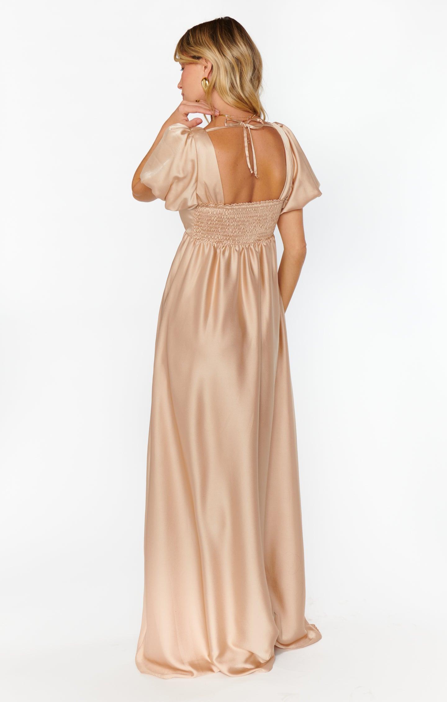 Nora Maxi Dress ~ Champagne Luxe Satin Product Image
