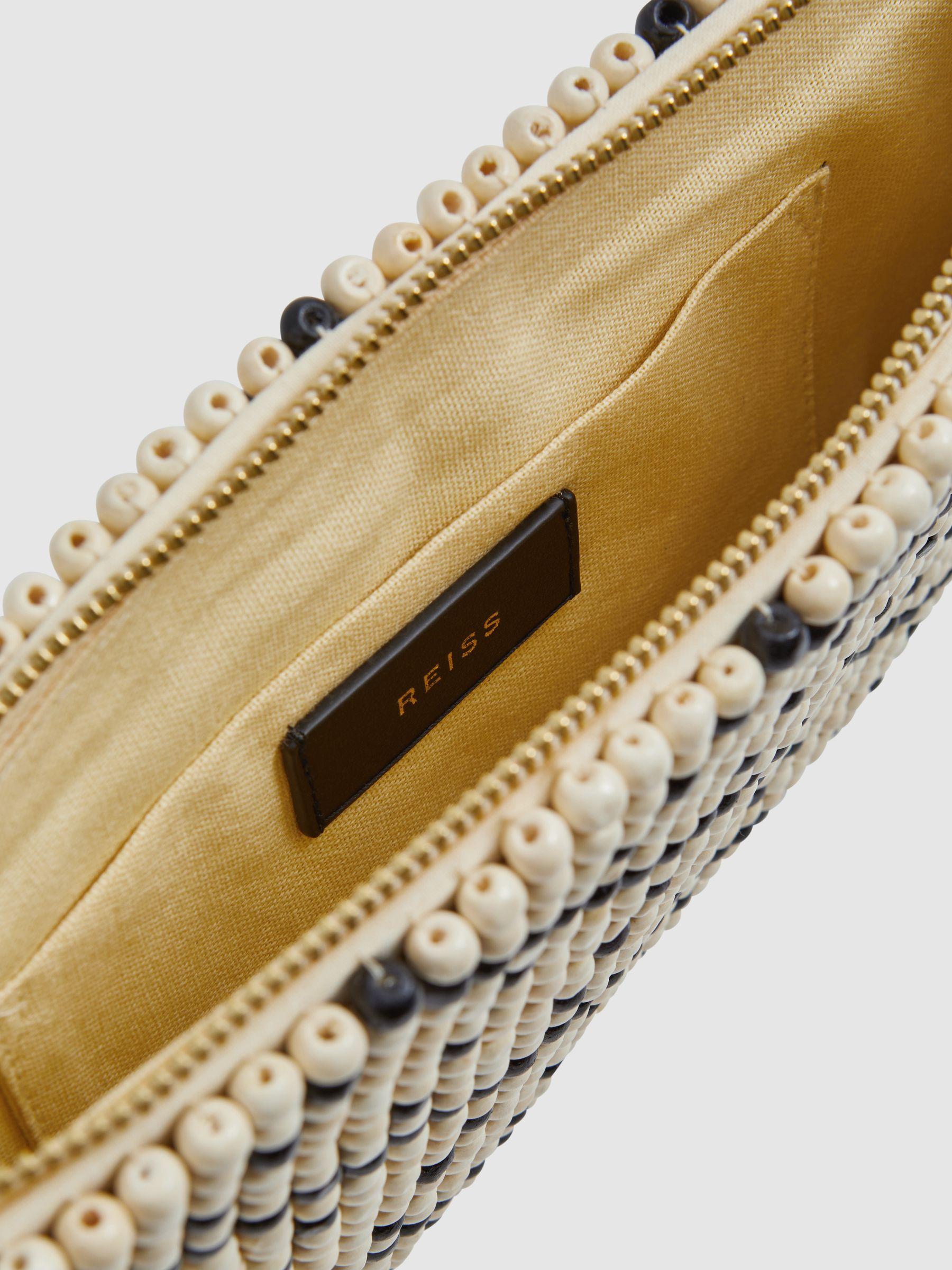 Wood-Beaded Clutch Bag in Natural/Black Product Image