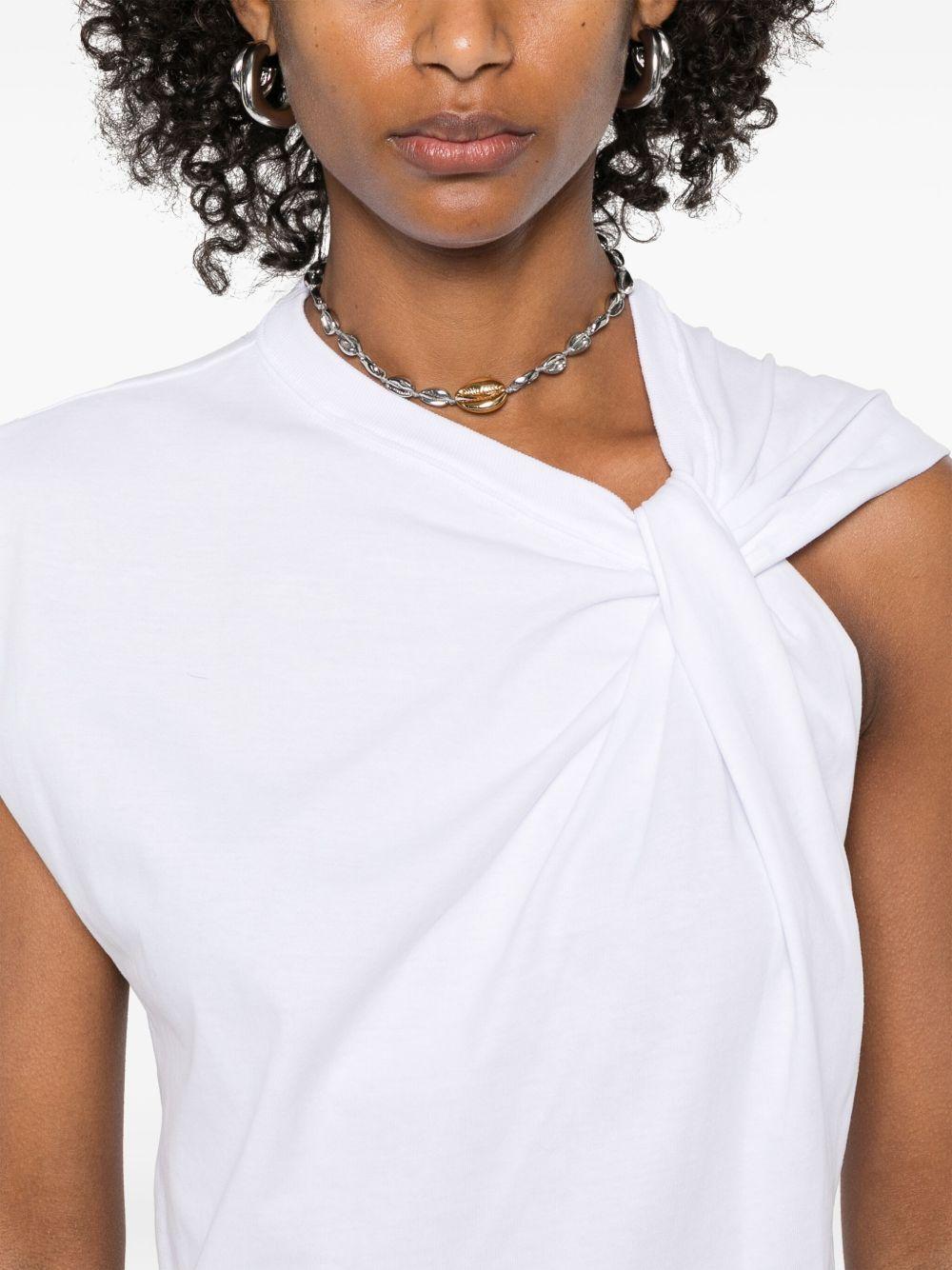 ISABEL MARANT Cap Sleeves Knot-detail Cotton Top In White Product Image